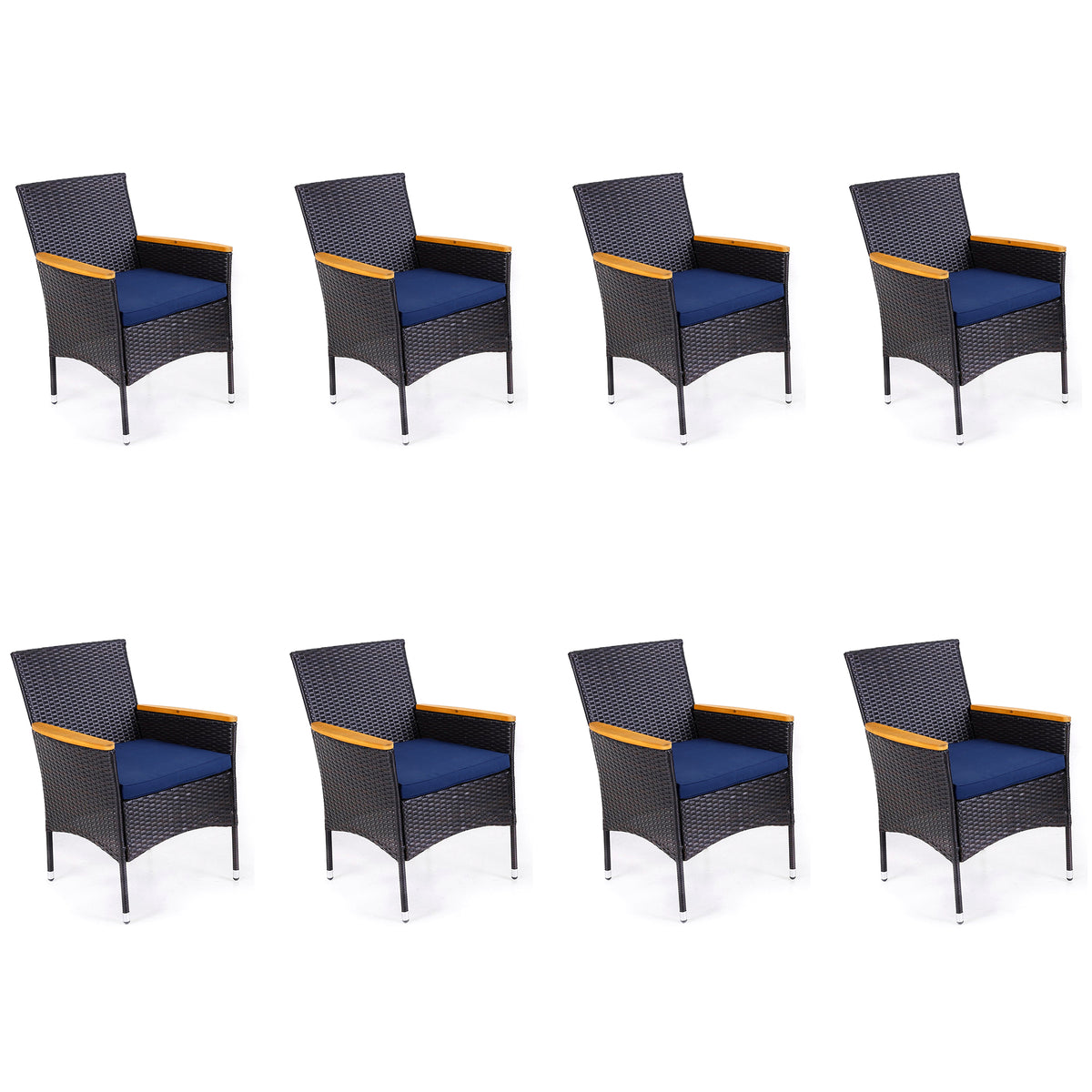 Captiva Designs Outdoor Patio All-weather Wicker Dining Chairs with Thick Cushion