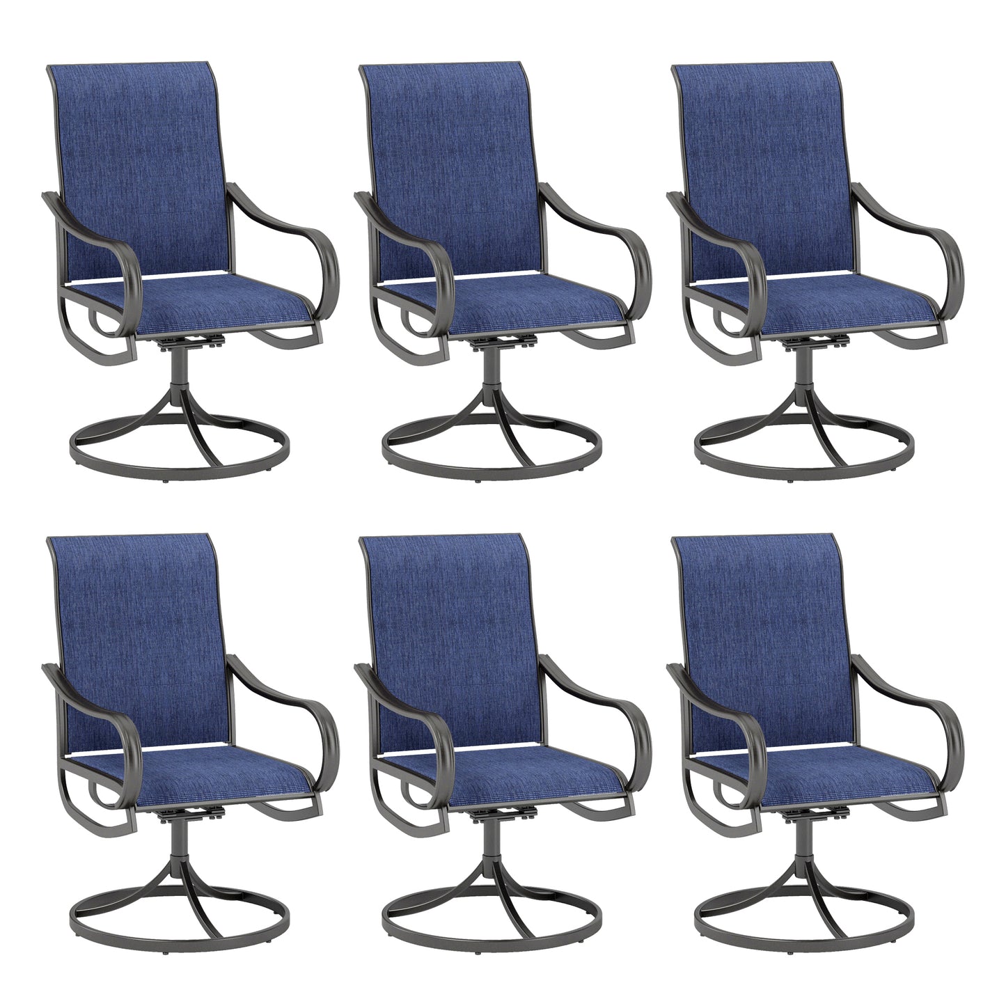 Captiva Designs Outdoor Dining Breathable Quick-dry Sling Steel Chairs with 360 Degree Swivel