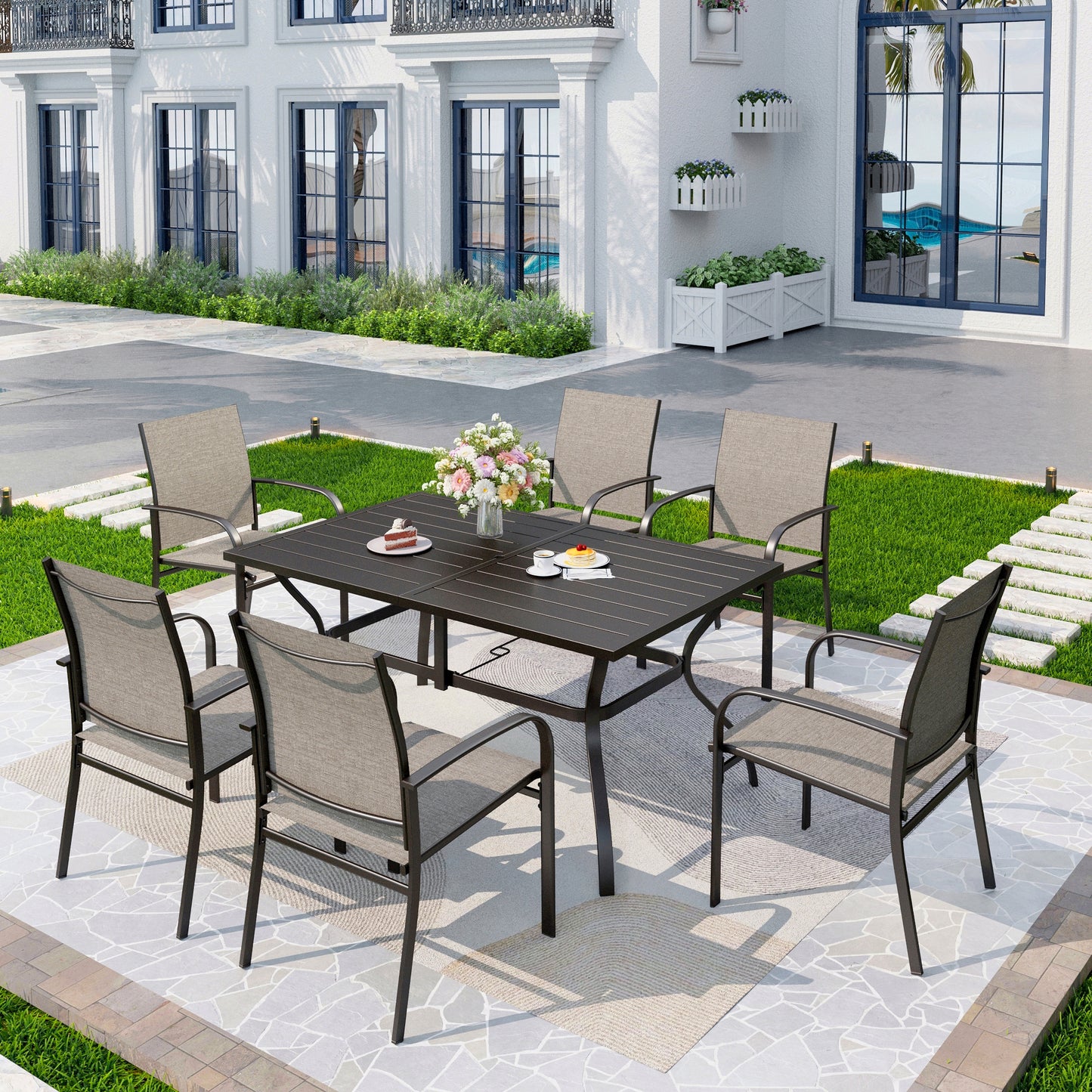 Captiva Designs 4pc Outdoor Wicker Patio Fire Pit Set with Armchairs for Poolside, Backyard