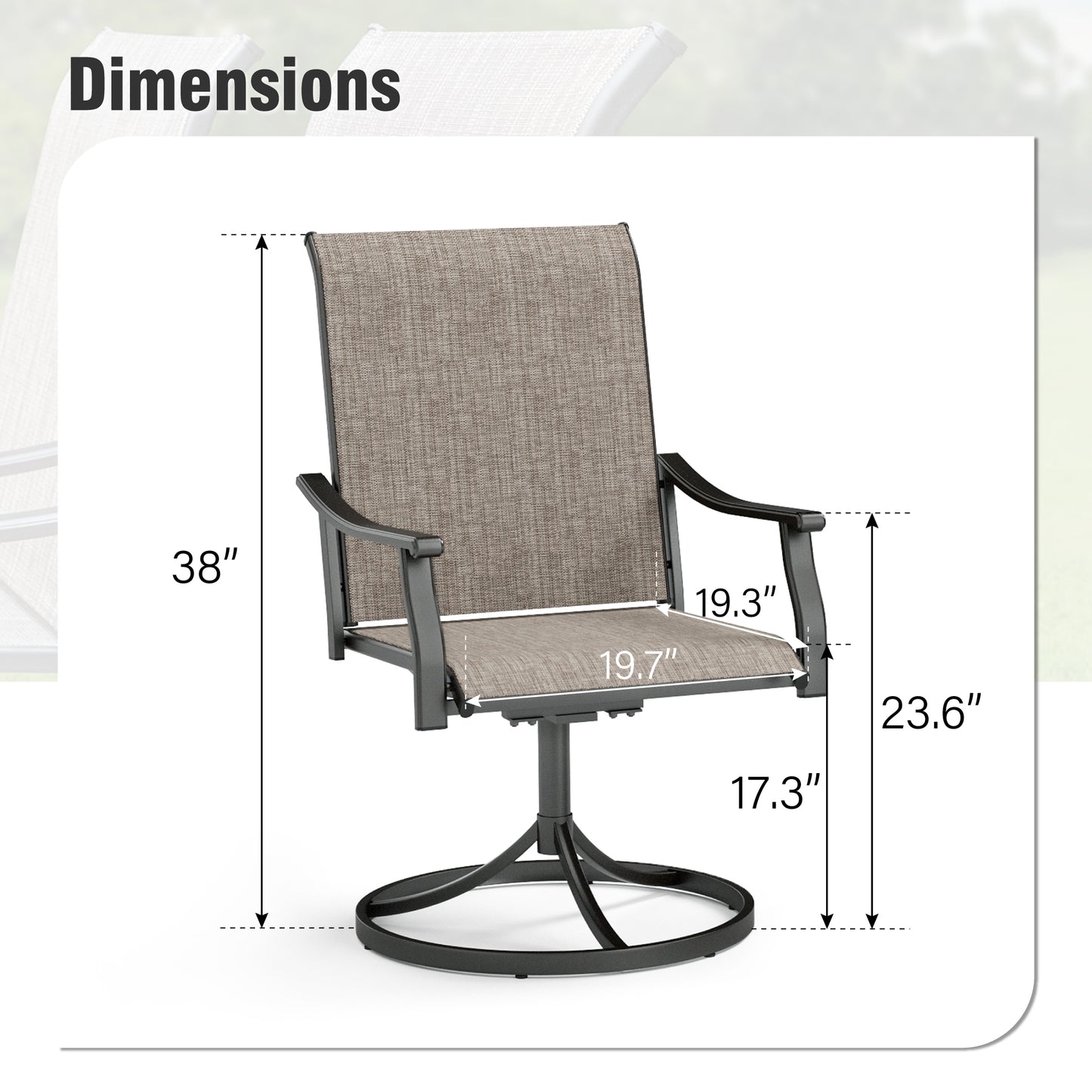 Captiva Designs Outdoor Patio Dining Texliene Armrest Chairs with Steel Frame