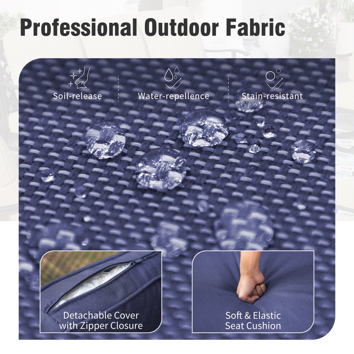 Captiva Designs 3pc Outdoor Patio Slatted Tabletop Square Dining Steel Table & Arm Chairs