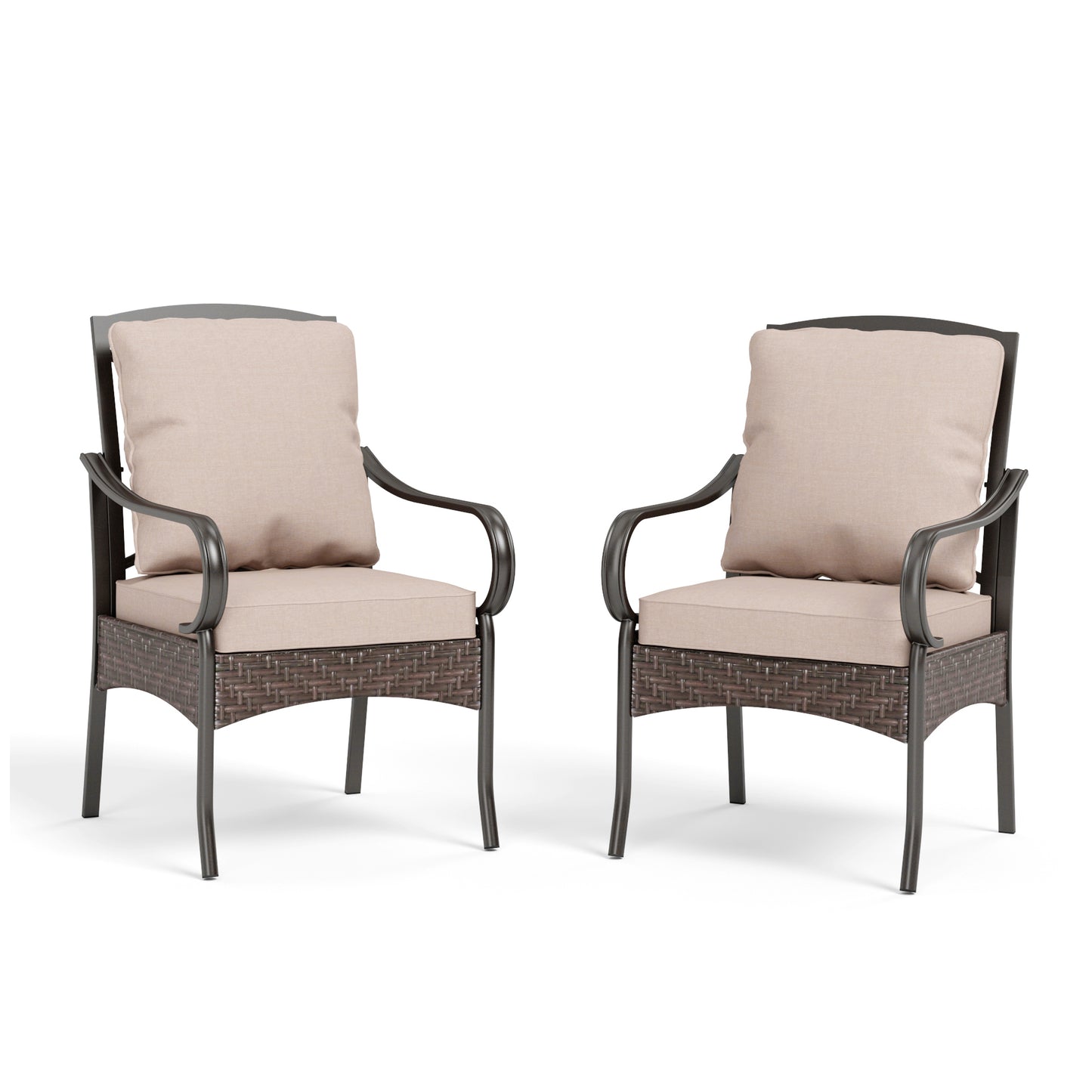 Captiva Designs 2 件套露台餐厅藤制金属椅,带座垫和腰枕