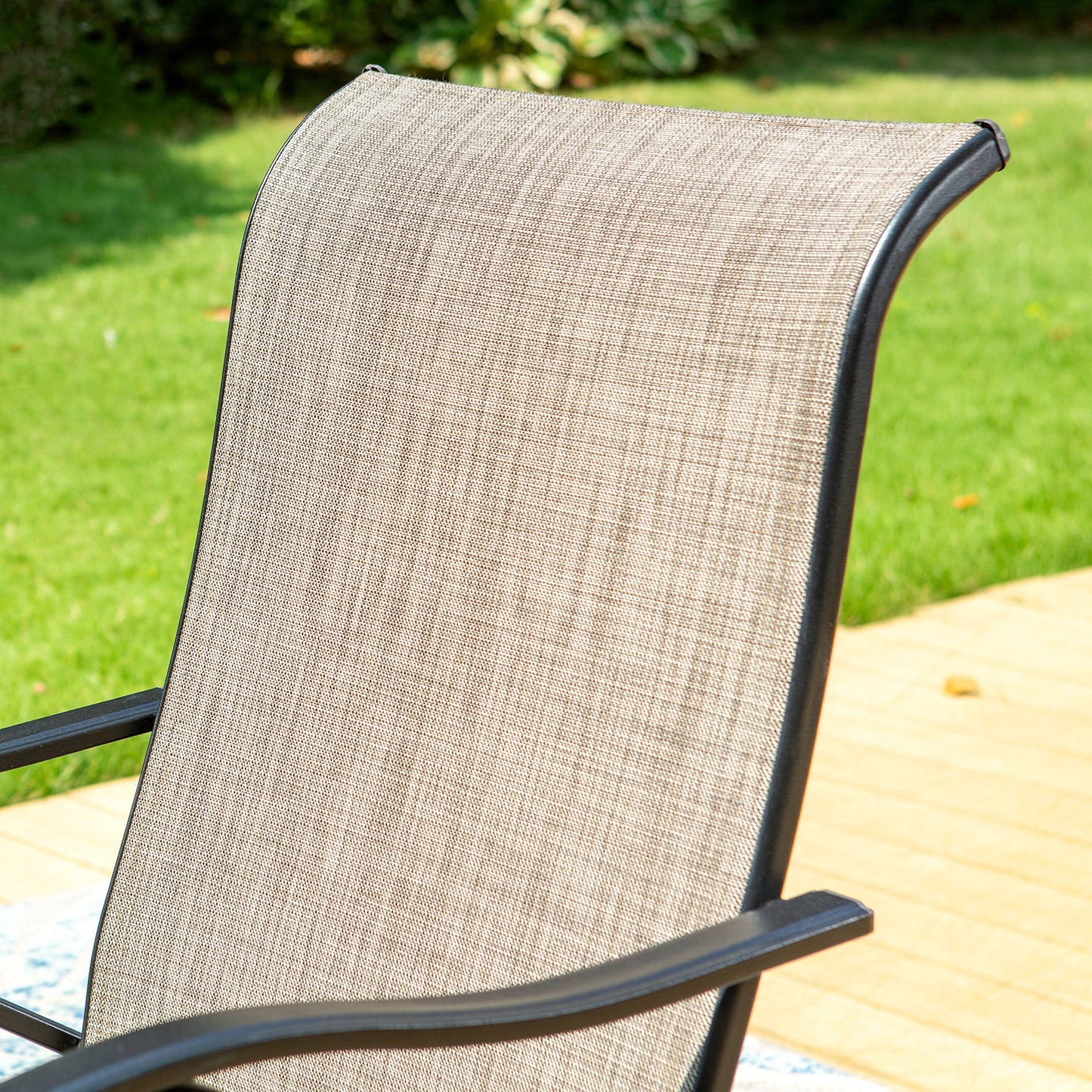 Captiva Designs 6pc Outdoor Patio Steel Frame Dining Table & Armrest Chairs & Market Umbrella