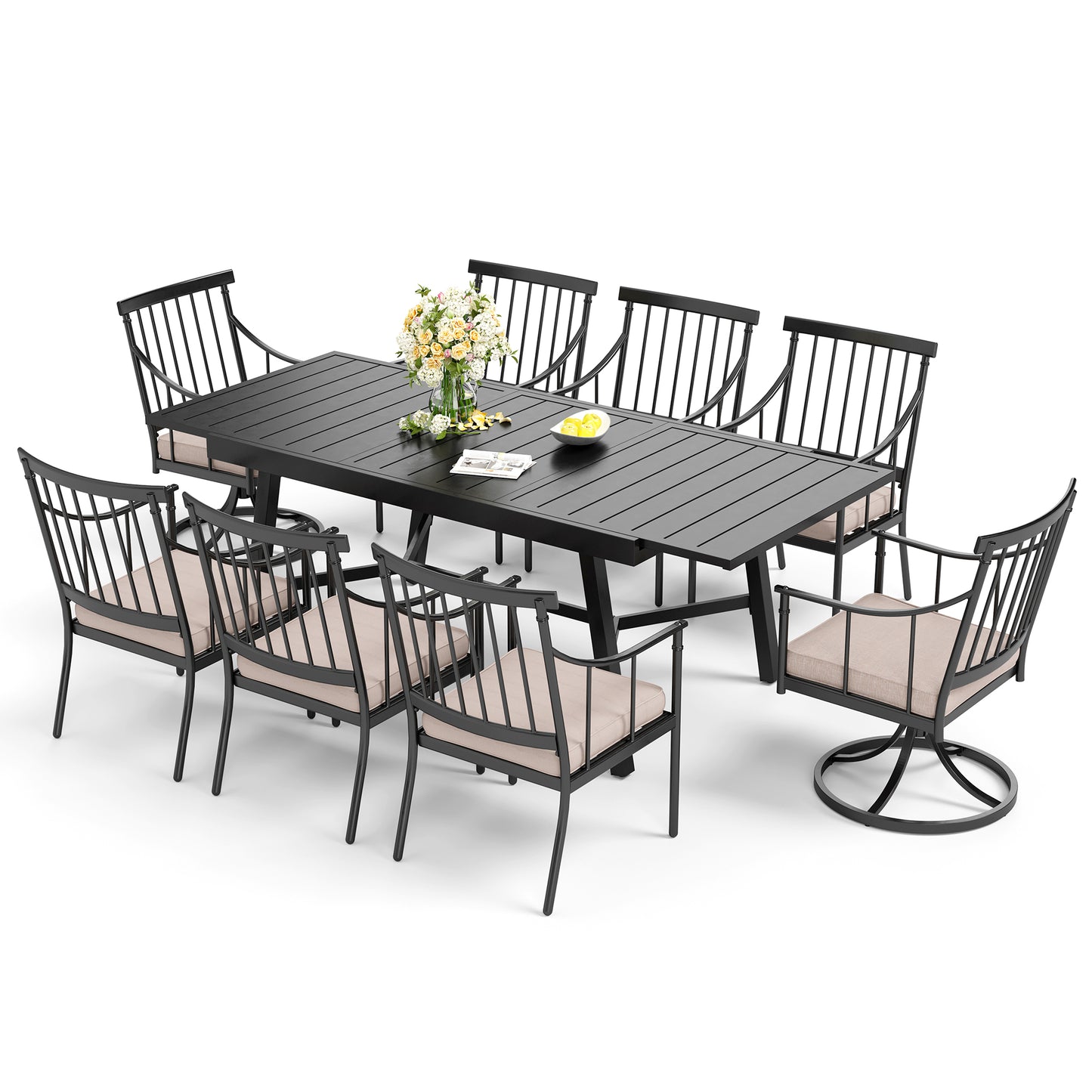 Captiva Designs Outdoor Patio Metal Dining Steel Chairs with Removable Seat Cushion