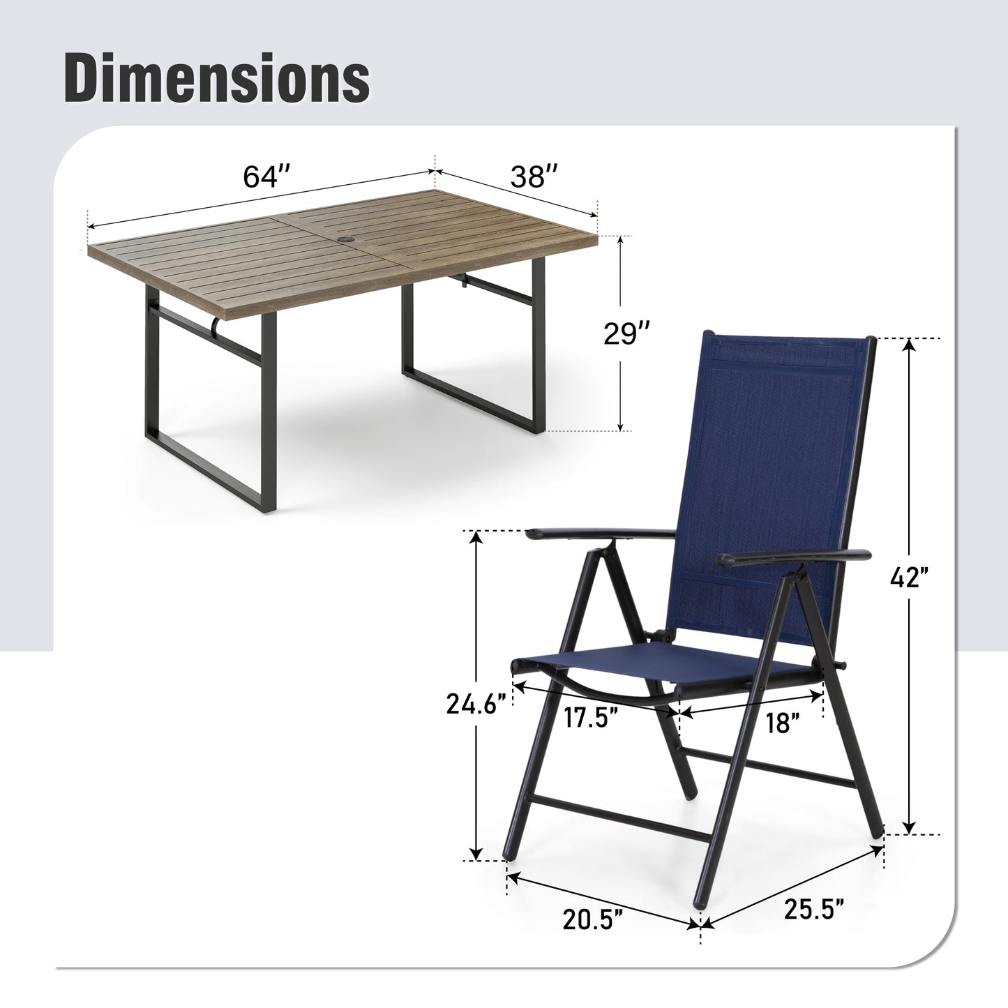 Captiva Designs 7 件套铸铝露台餐桌椅套装,配有长方形桌子和花背固定椅子