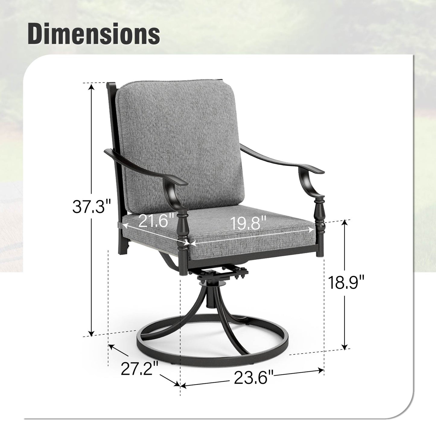 Captiva Designs Outdoor Patio Dining Steel Arm Chairs with Thick Seat and Back Cushions