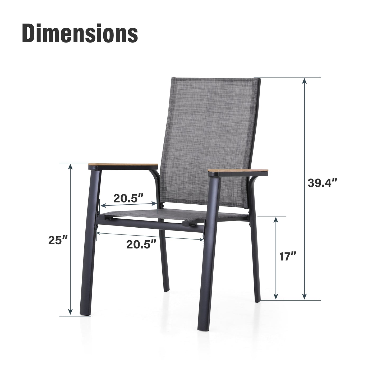 Captiva Designs 2 件套户外铝制餐厅椅,配有快干特斯林和仿木扶手
