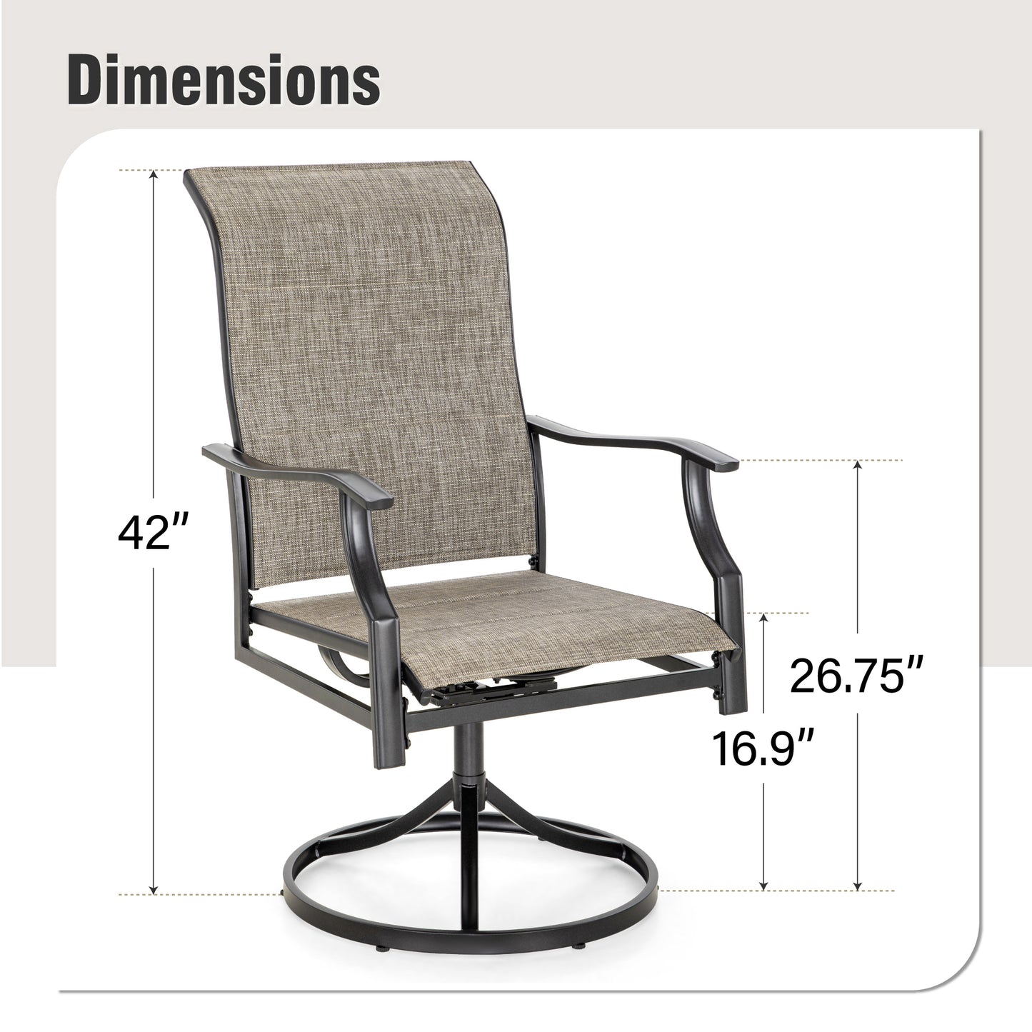 Captiva Designs Outdoor PatioDining Steel Swivel Chairs with Padded Textilene