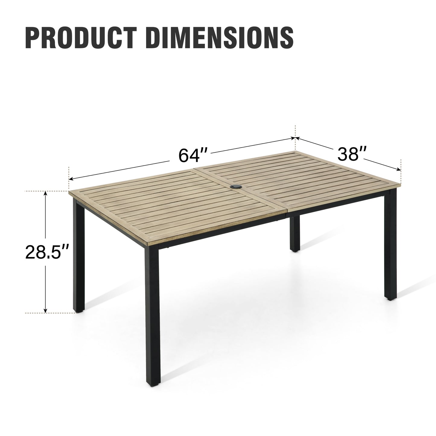 Captiva Designs 1pc Outdoor Patio Dining Steel Table with Umbrella Hole for 6