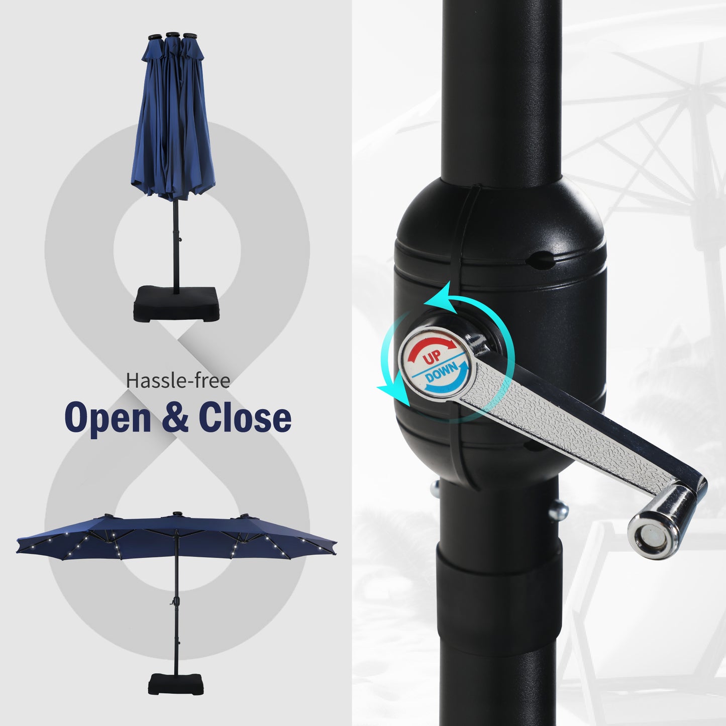 Captiva Designs 8pc Patio Dining Set with Rectangular steel table & Padded Sling Swivel Chairs & Market Umbrella