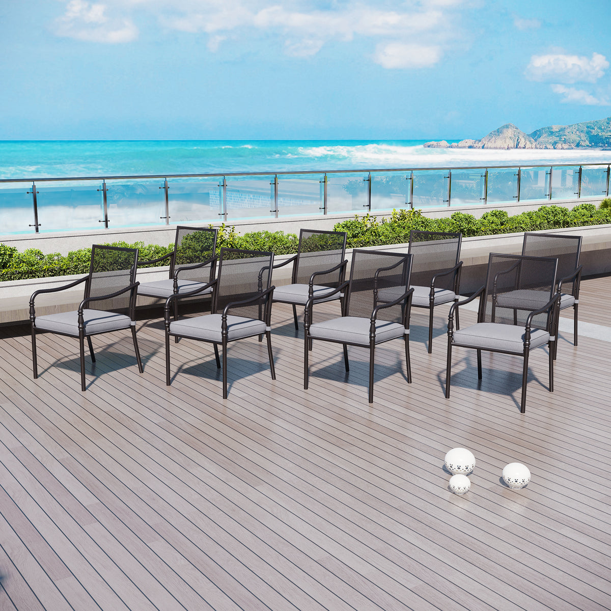 Captiva Designs 4 件套户外用餐钢椅,带厚垫