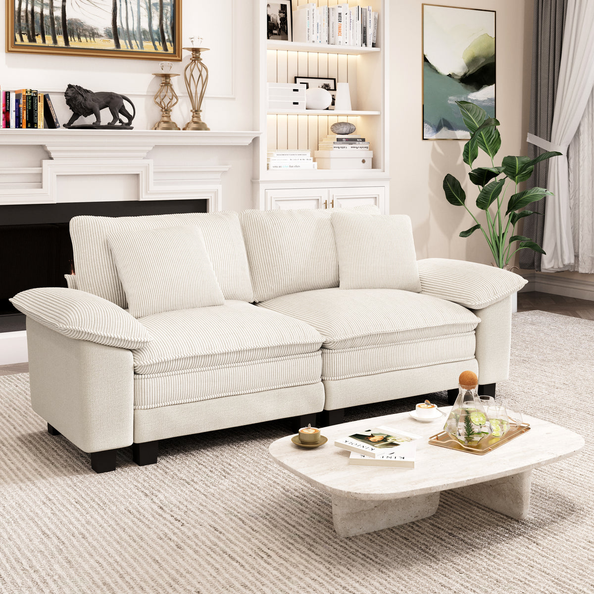 Captiva Designs Modular 2-Seater Loveseat Sofa, 87.5" Deep Sectional for Living Room & Bedroom