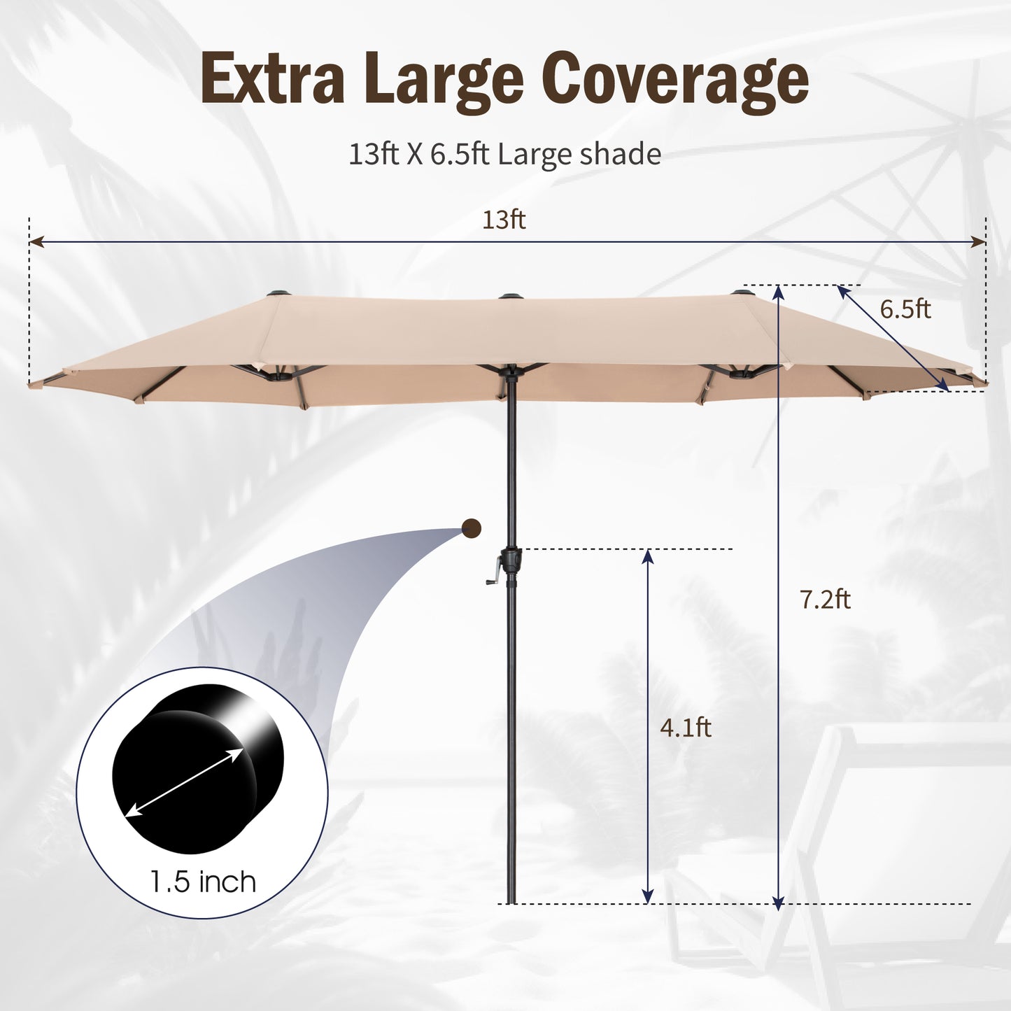 Captiva Designs 8pc Patio Dining Black Rectangular Table & Stylish Metal Chairs & Market Umbrella