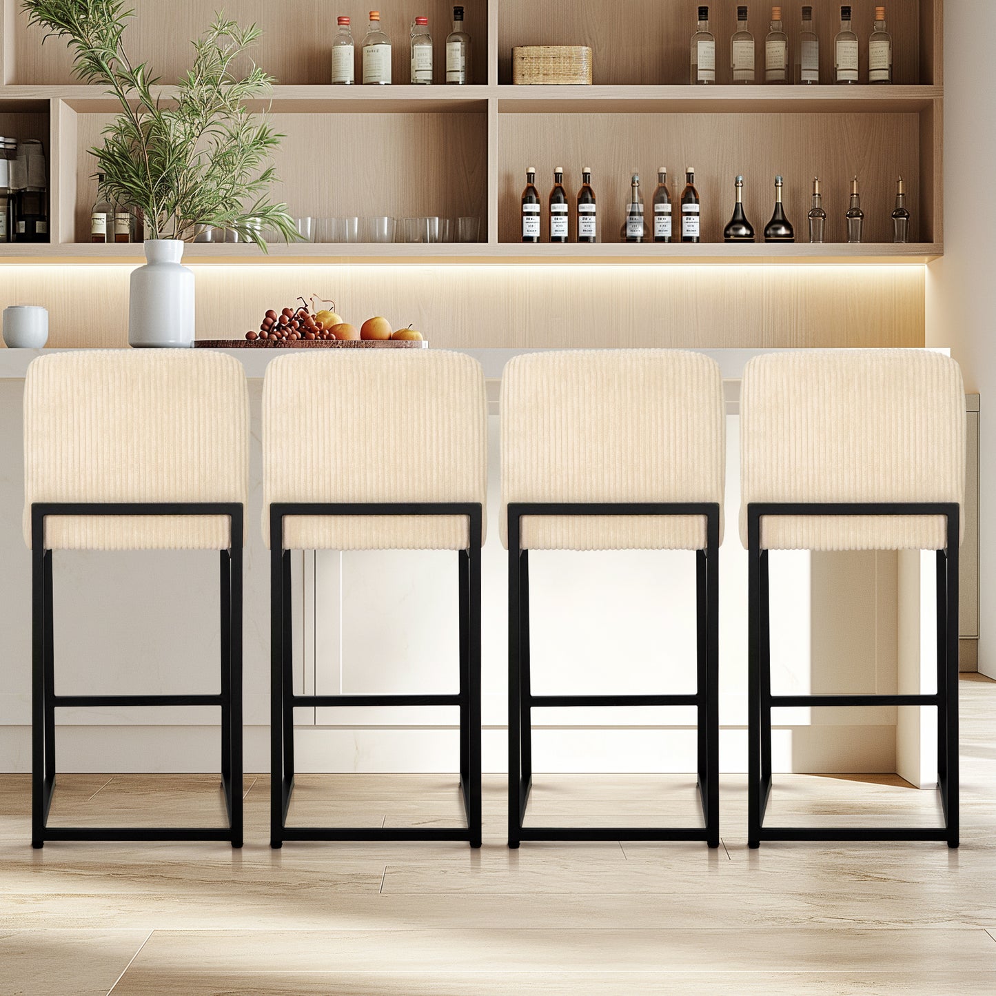 Captiva Designs 24 inch Height Bar Stool with Padded Seat and Back & Sturdy Steel Frame & Footrest