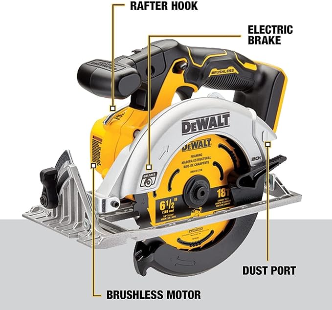 DEWALT 20V MAX* 6-1/2 in. Brushless Cordless Circular Saw, Tool Only