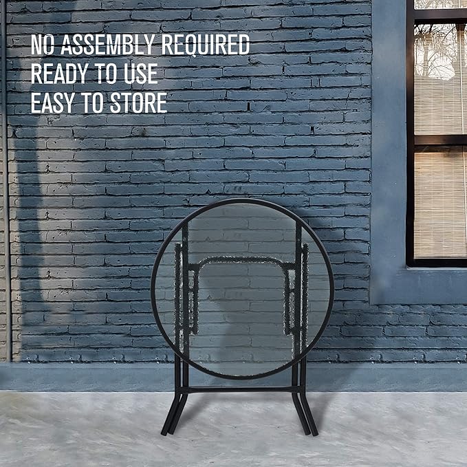 PHI VILLA Folding Side Table, Foldable Coffee Table, Outdoor Garden Table, Small Round Patio Table - Transparent