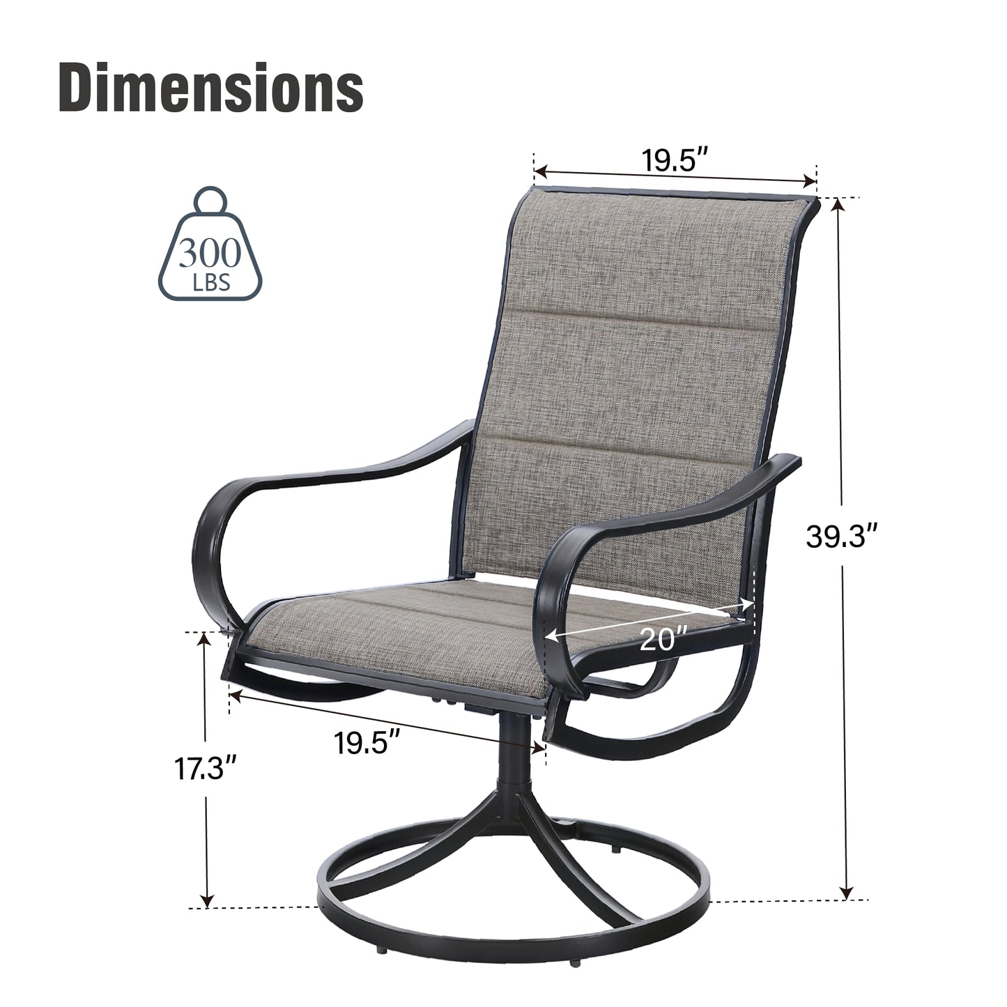Captiva Designs 9pc Patio Dining Set with Slat-top Adjustable Steel Rectangle Table & Padded Textilene Swivel Chairs