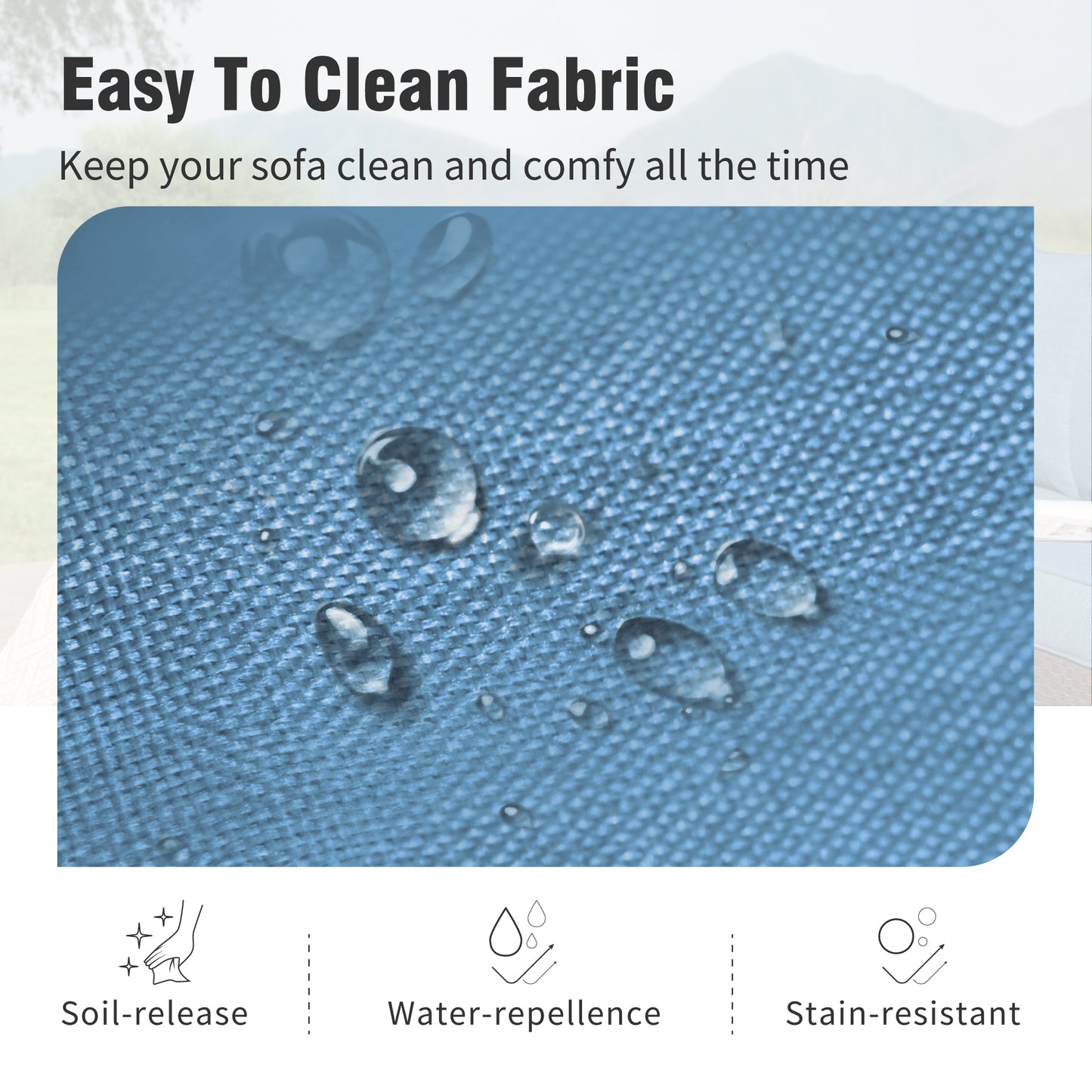 Captiva Designs Outdoor Patio Sectional Rounded Corner Furniture Sofa Conversation Set with 2 Round Coffee Table