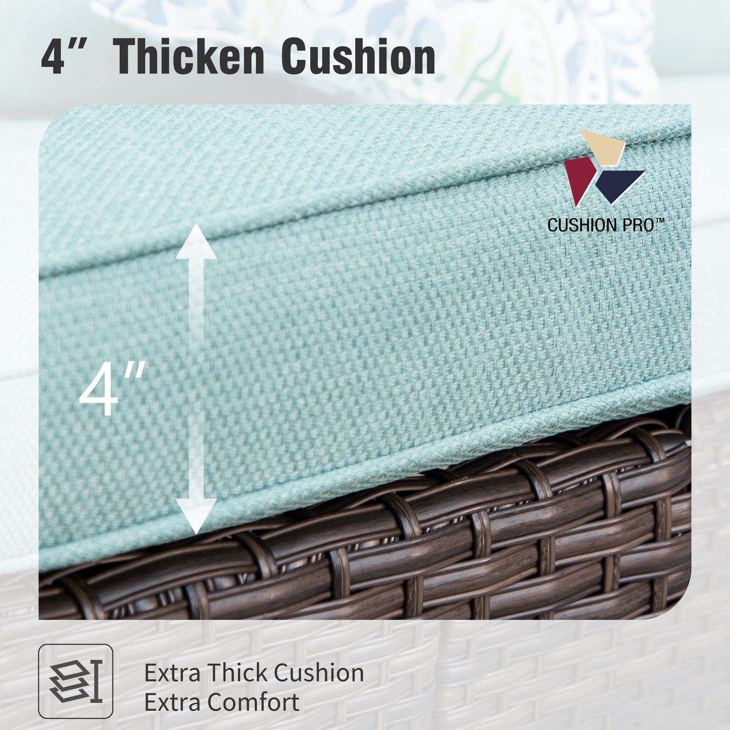 Captiva Designs 5pc Outdoor Patio Wicker Conversation Set with Cushioned Rattan Chairs for Garden Poolside Backyard