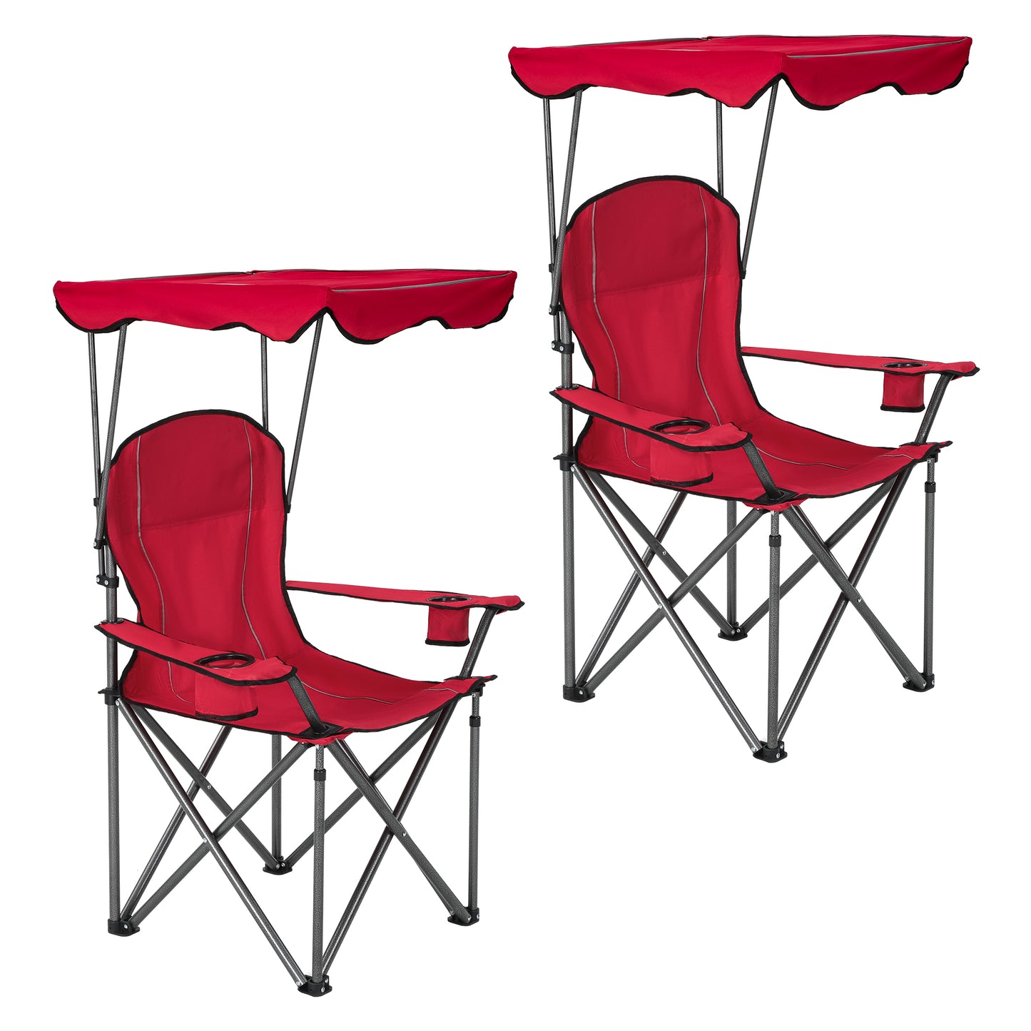 Captiva Designs Heavy Duty Canopy Chair, 350 lb Folding Outdoor Chair with Sunshade & Cup Holders