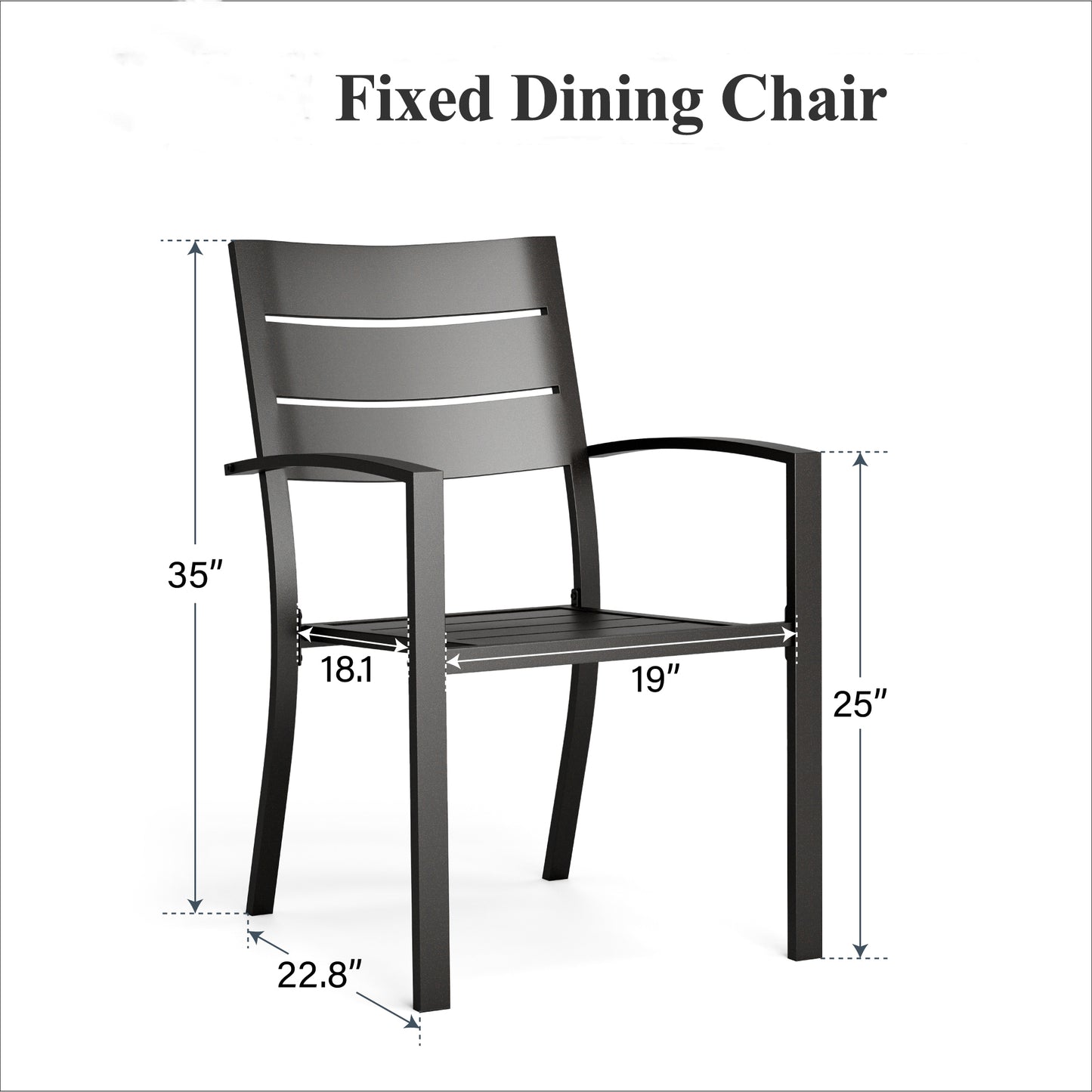 Captiva Designs Outdoor Patio Stackable Dining Chairs with Steel Frame and Breathable Stripe Back