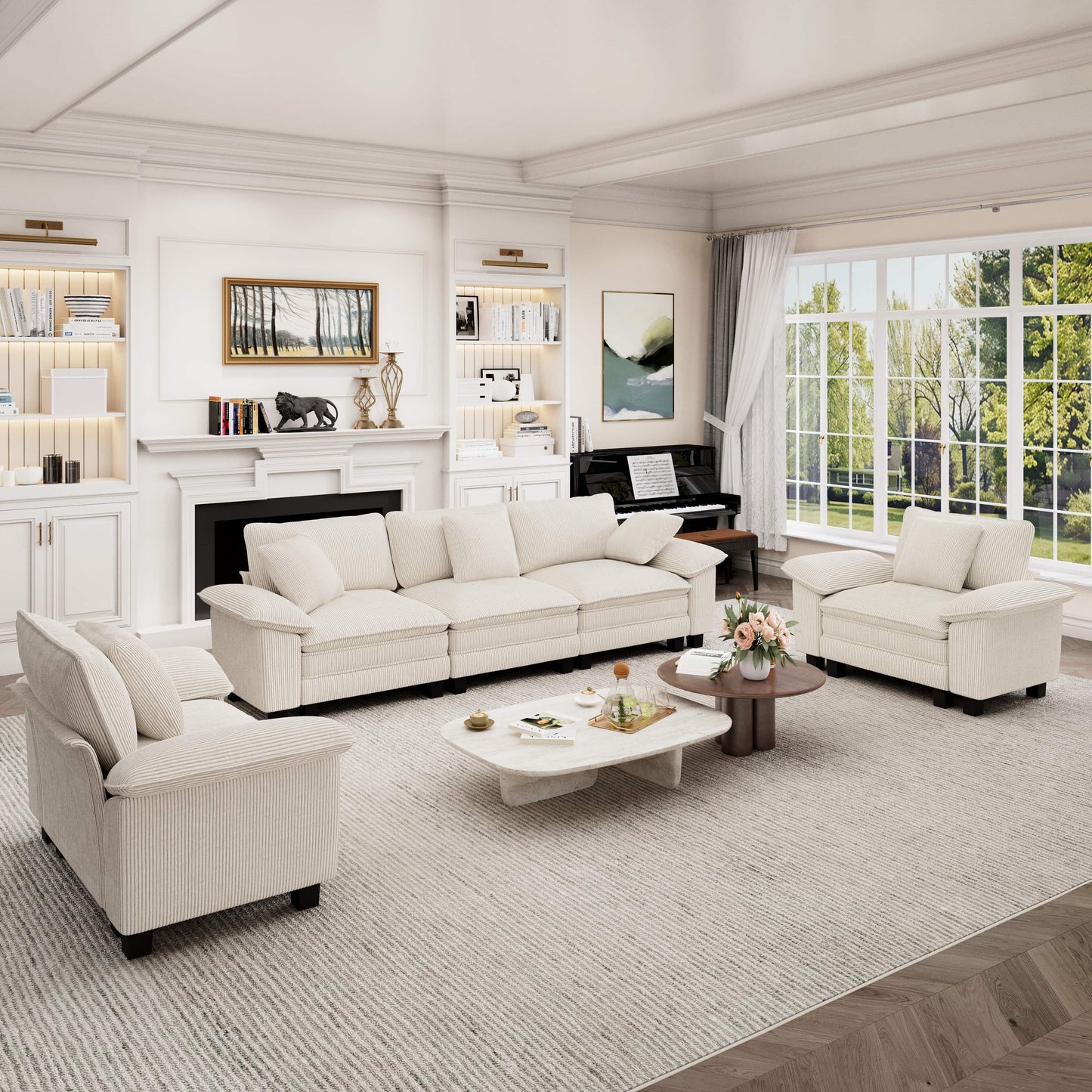 Captiva Designs Cloud Modular 3-Piece Sectional Sofa Set, 5-Seater Deep Seat Couch for Living Room