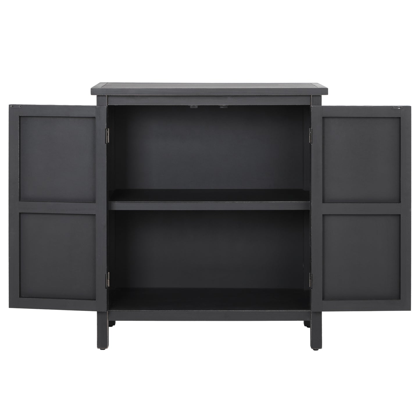 Captiva Designs Accent Farmhouse Carved Floral Buffet Cabinet with Doors for Living Room