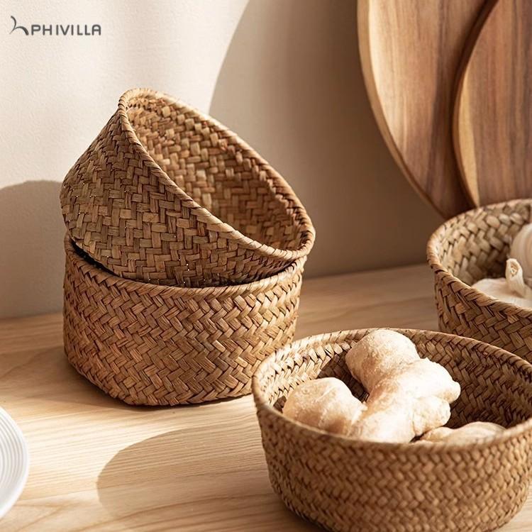PHIVILLA Natural Grass-woven Storage basket