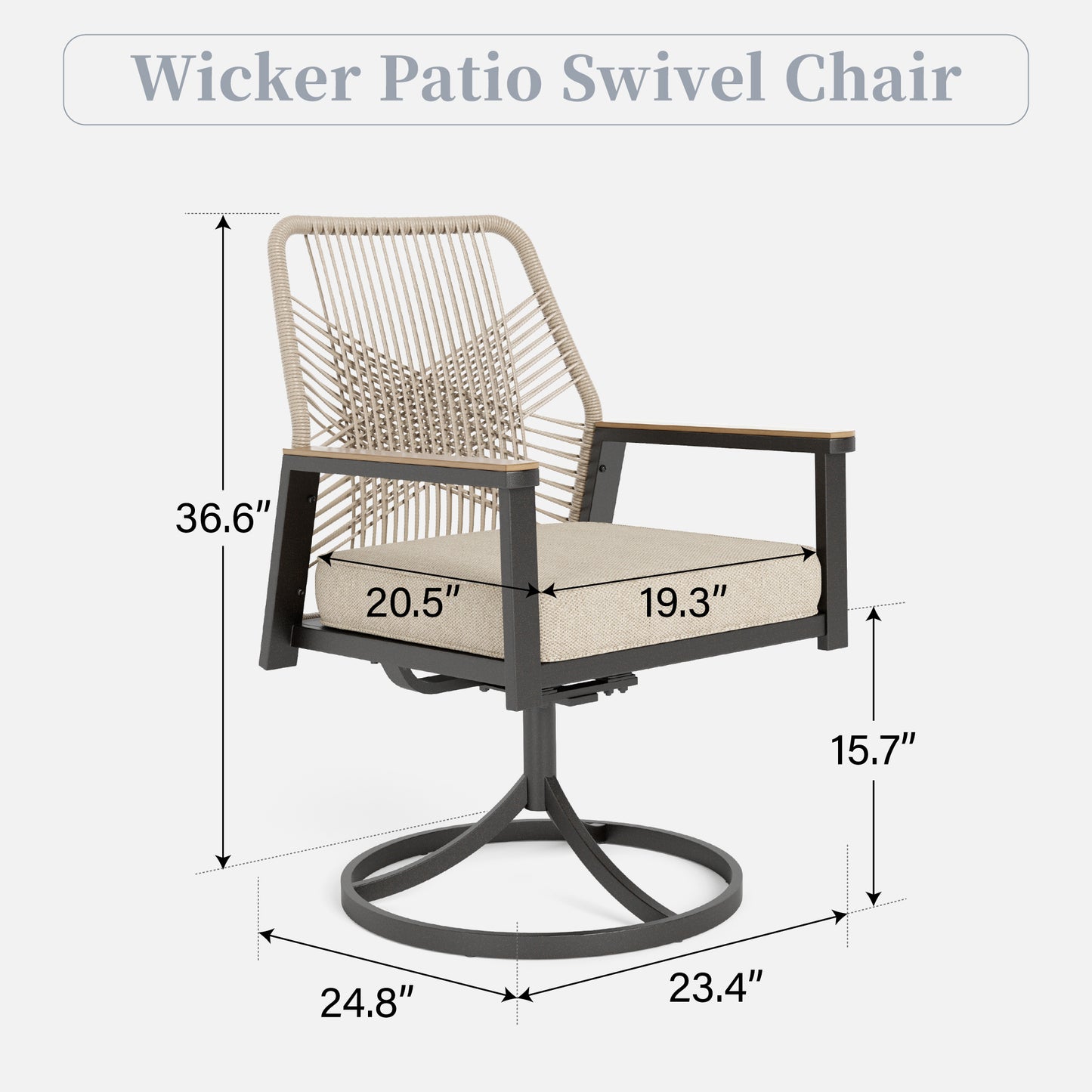 Captiva Designs Outdoor Dining Beige Rattan Chairs with Thick Cushions and Woven Wicker Backs