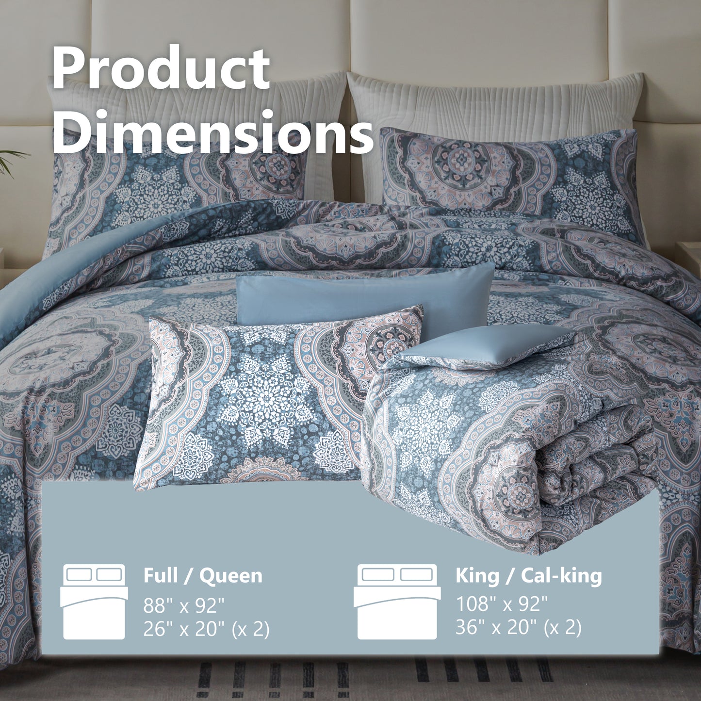 Captiva Designs 100% Cotton Printed Comforter Set, Floral Pattern Bedding with Microfiber Fill, Soft, Lightweight and Breathable