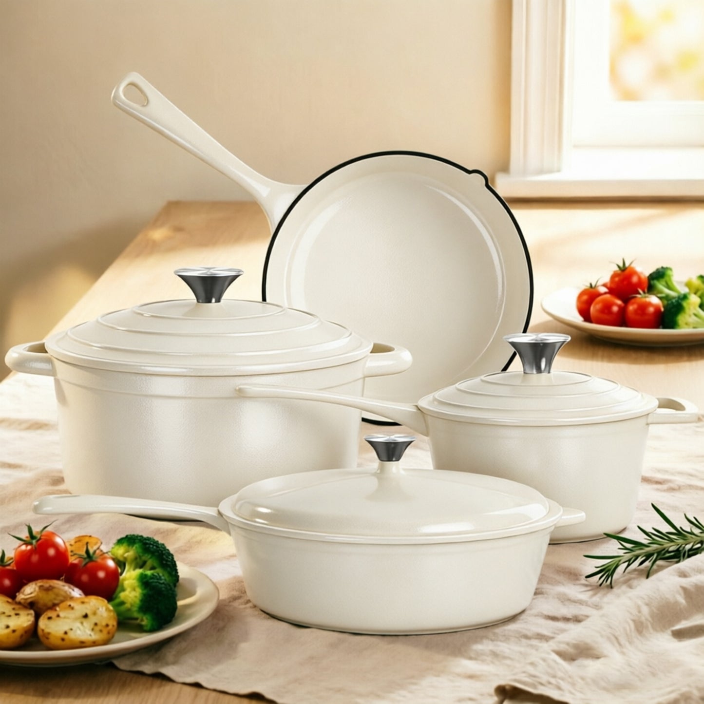 Captiva Designs Enameled Rust Resistance Cast Iron Cookware Set