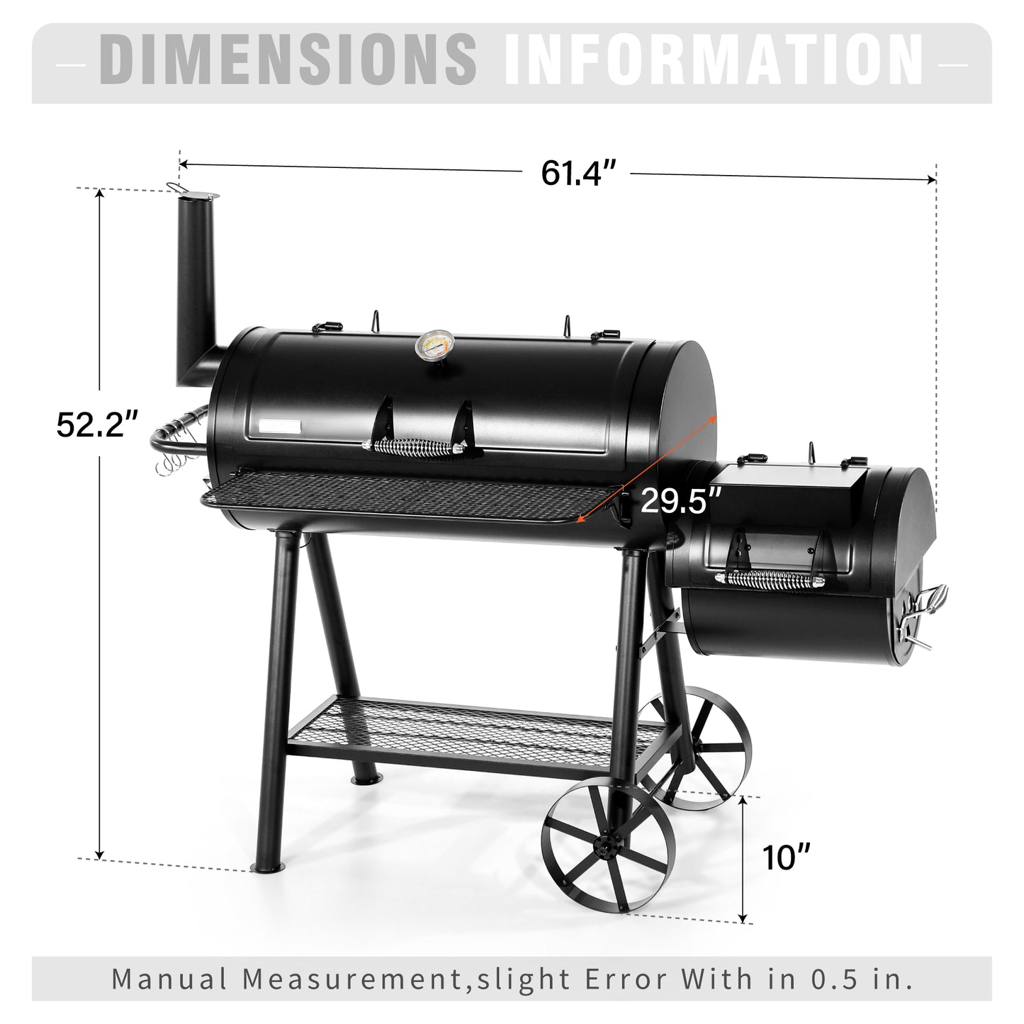 Captiva Designs Heavy Duty Outdoor Smoker with 941 sq.in. Cooking Area - Versatile Charcoal Smoker and Grill Combo for Ultimate Backyard Cooking