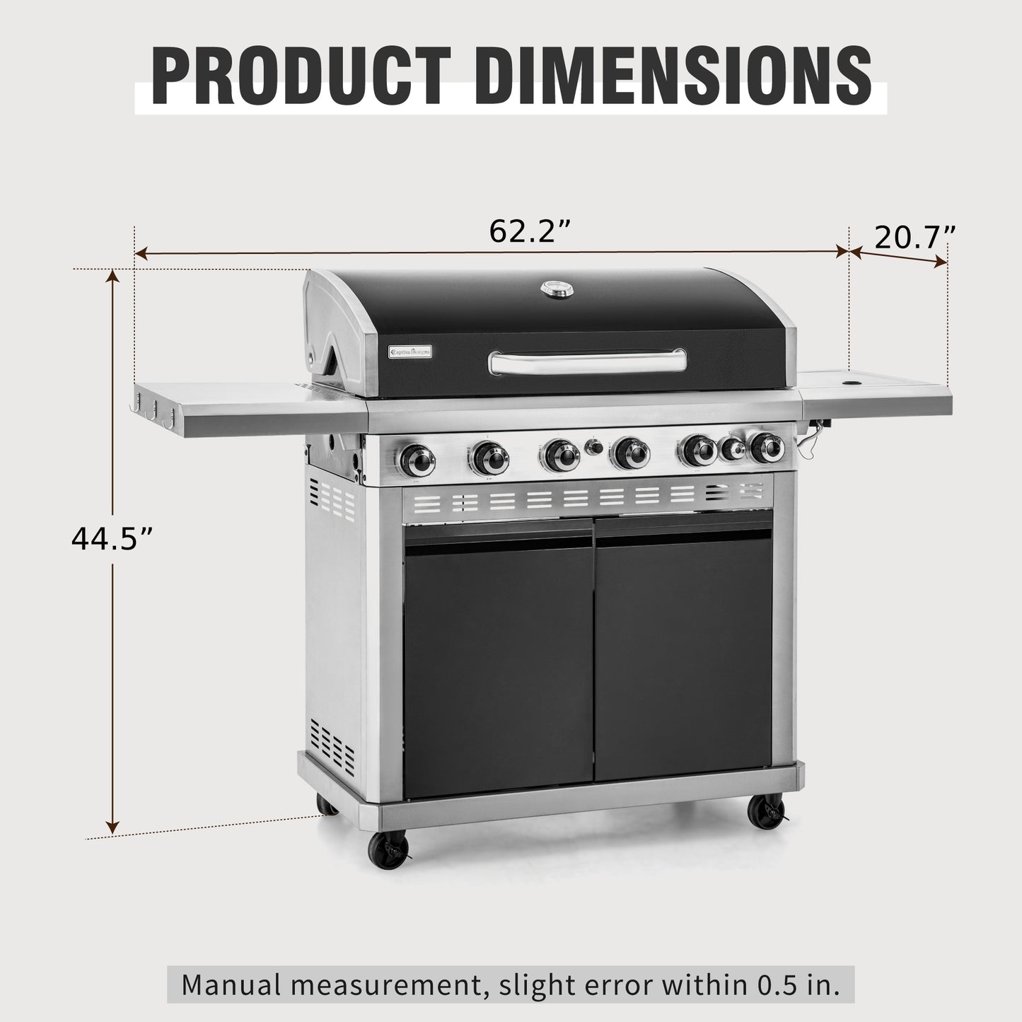 Garden GROTTO 6-Burner Propane Gas Grill with Side Burner, 52,000 BTU, 740 Sq. In. Cooking Area, Heavy-Duty Outdoor BBQ Grill