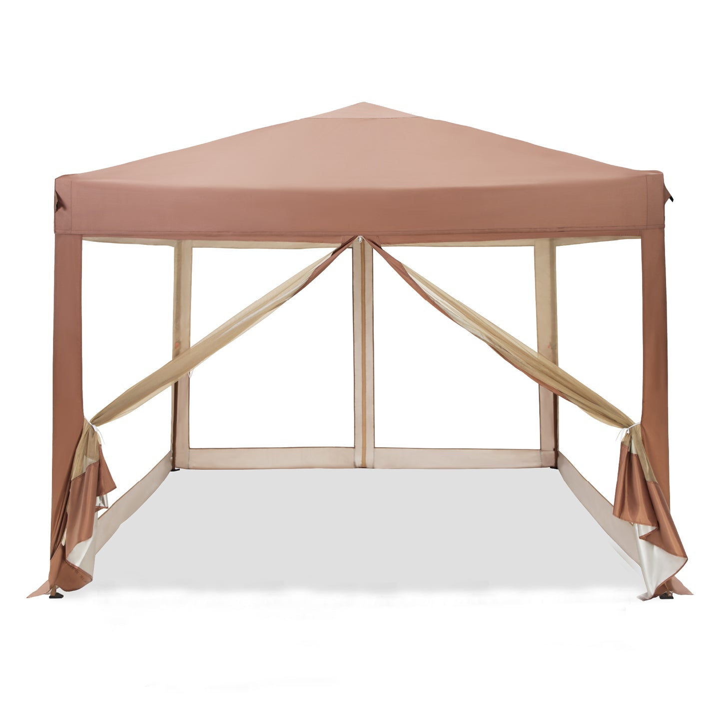 Captiva Designs 10x10 ft Pop-Up Canopy Tent with UV Protection, Mesh Sidewalls, and Easy Setup Roller Bag