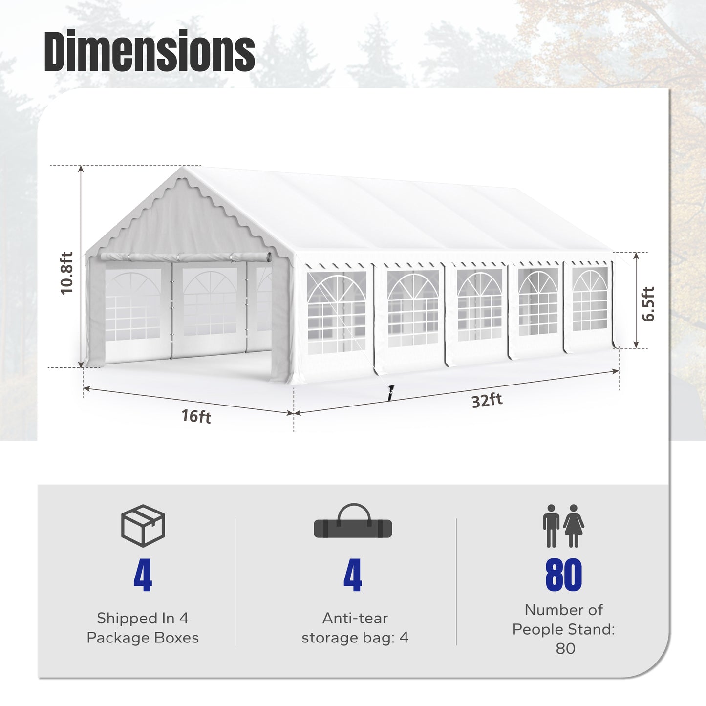 Captiva Designs Heavy-Duty Outdoor Party Tents with Removable Sidewalls - Ideal for Events and Gatherings