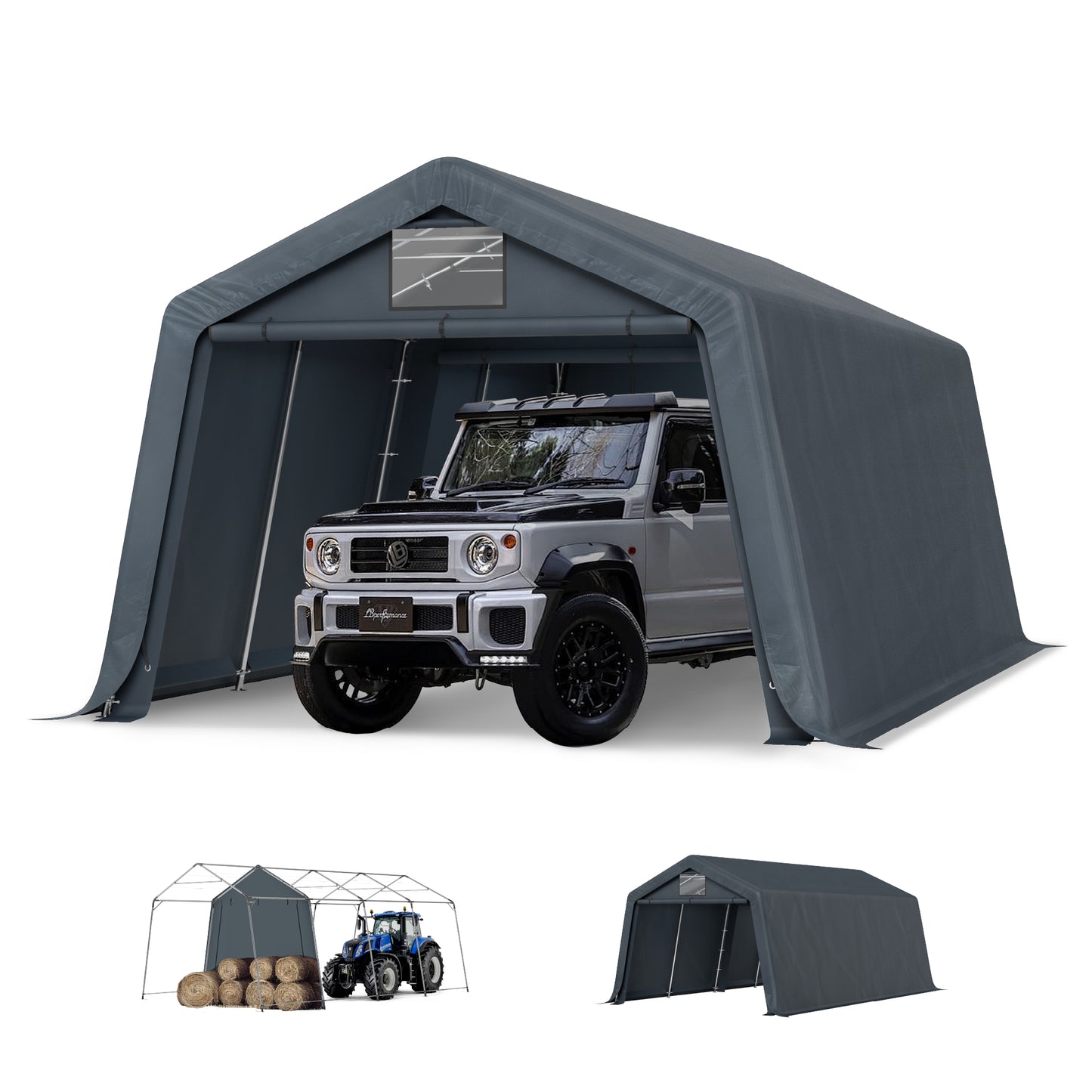 Captiva Designs Outdoor Portable Storage Shelter - Choose Between Two Spacious Garage Tents with Roll-Up Zipper Doors