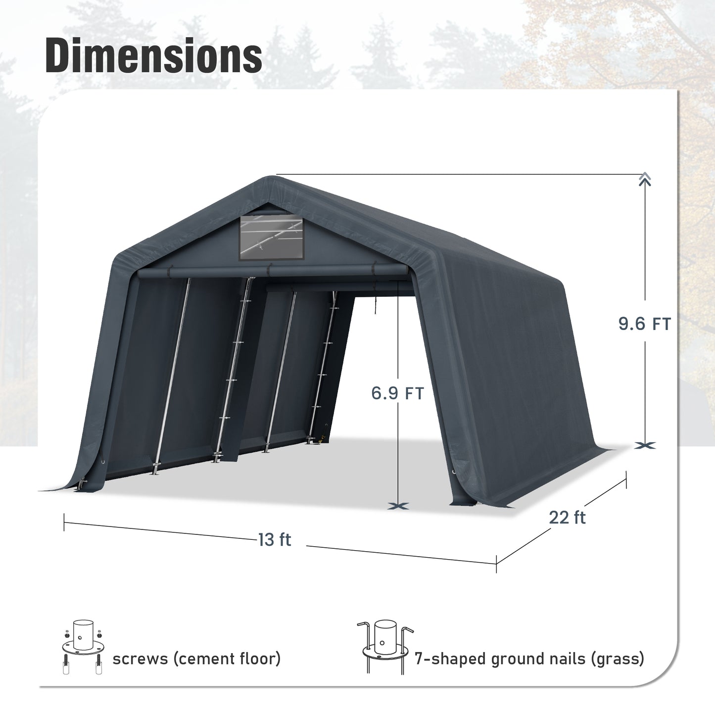 Captiva Designs Outdoor Portable Storage Shelter - Choose Between Two Spacious Garage Tents with Roll-Up Zipper Doors