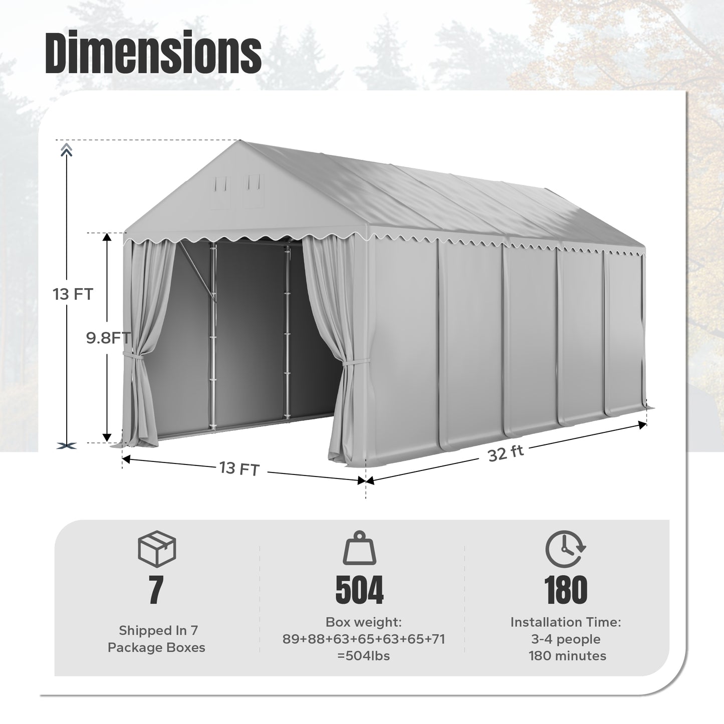 Captiva Designs 13’x26’ & 13’x32’ Heavy-Duty Canopy Tents – Waterproof, UV Resistant with Vents & Sidewalls for Events, Markets, Weddings, and Parties