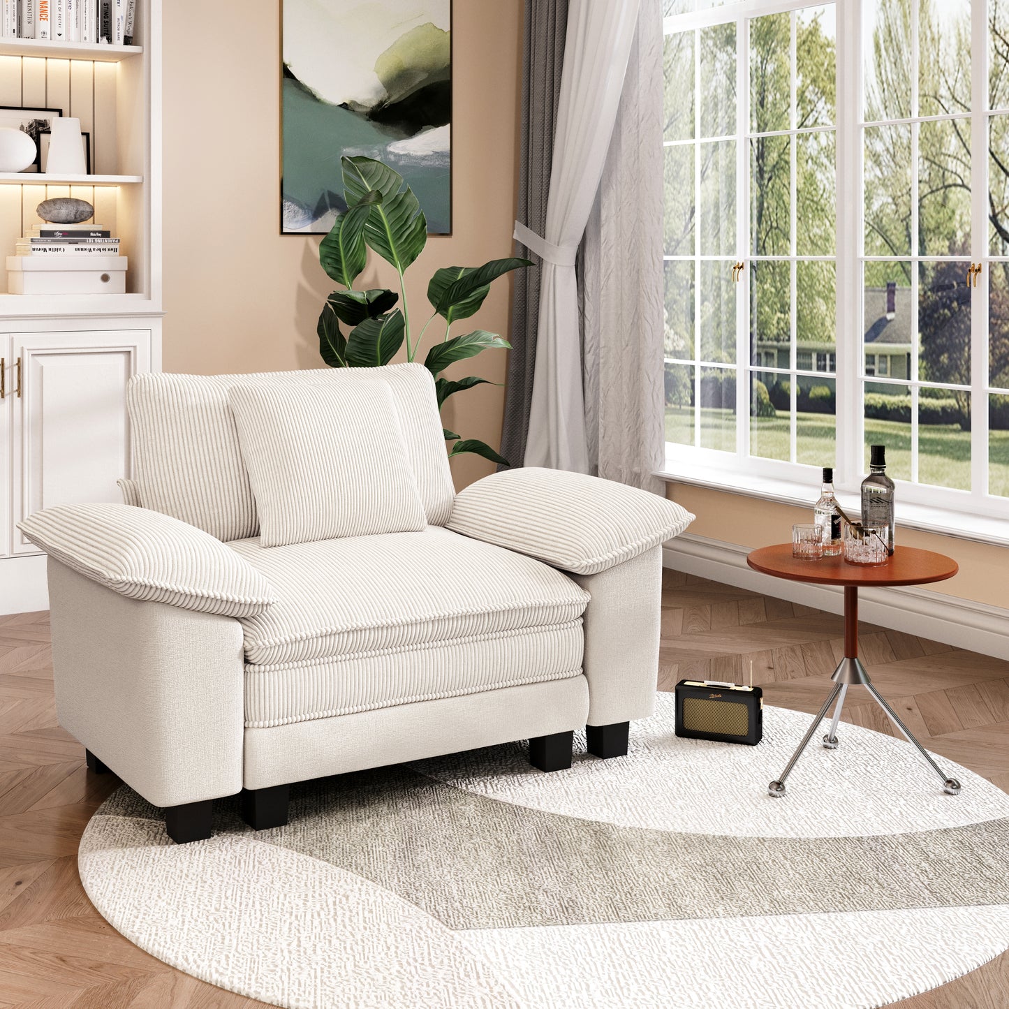 Captiva Designs Oversized Deep Seat Armchair, 1-Seater Upholstered Accent Chair, Reading Chair