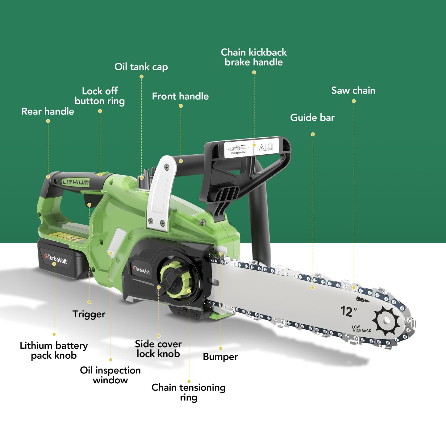 Captiva Designs 12" 20V Cordless Brushless Chainsaw with 4.0Ah Battery & Charger, Auto Lubrication, Powerful Wood Cutting & Tree Pruning