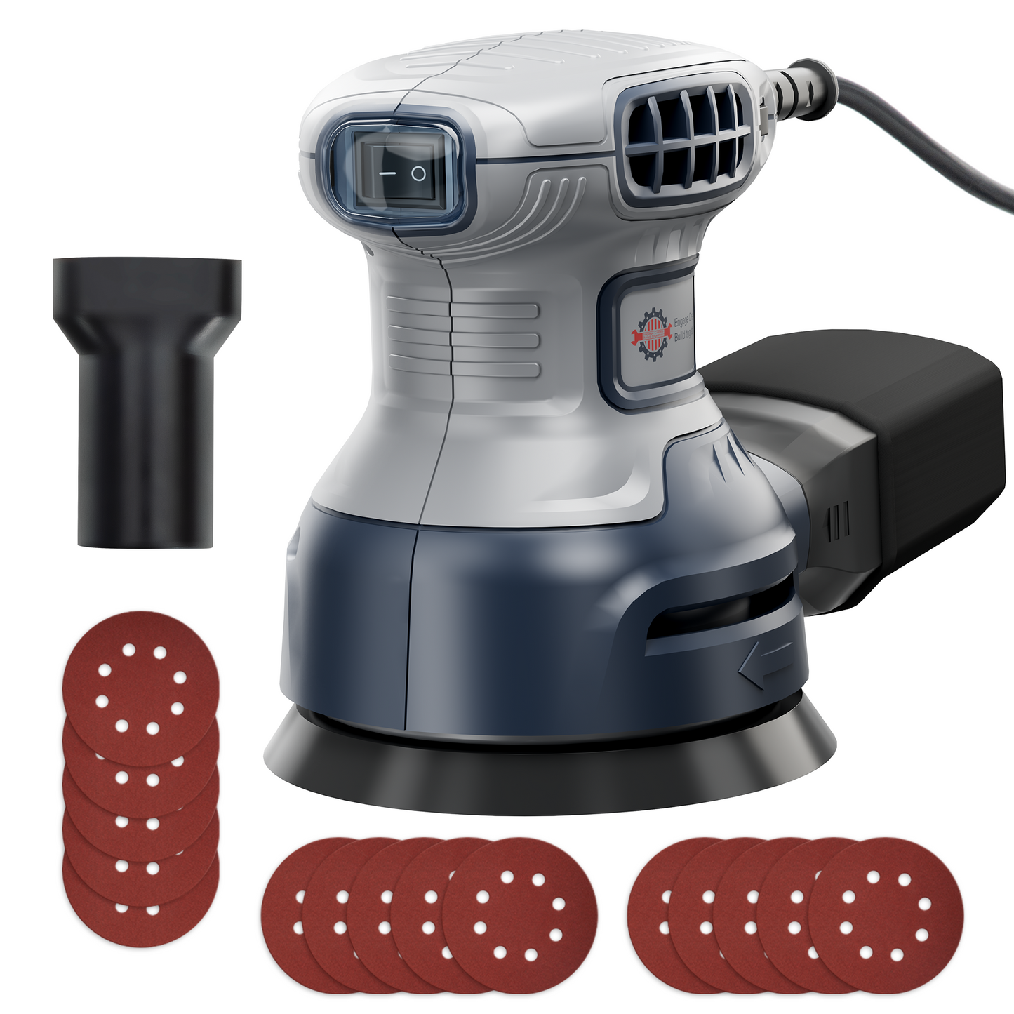 Captiva Designs 5-Inch Random Orbital Sander, 3.0AMP Palm Sander, 6 Speeds, 13,000RPM, 15PCS Sandpapers, ZeroDust Collection