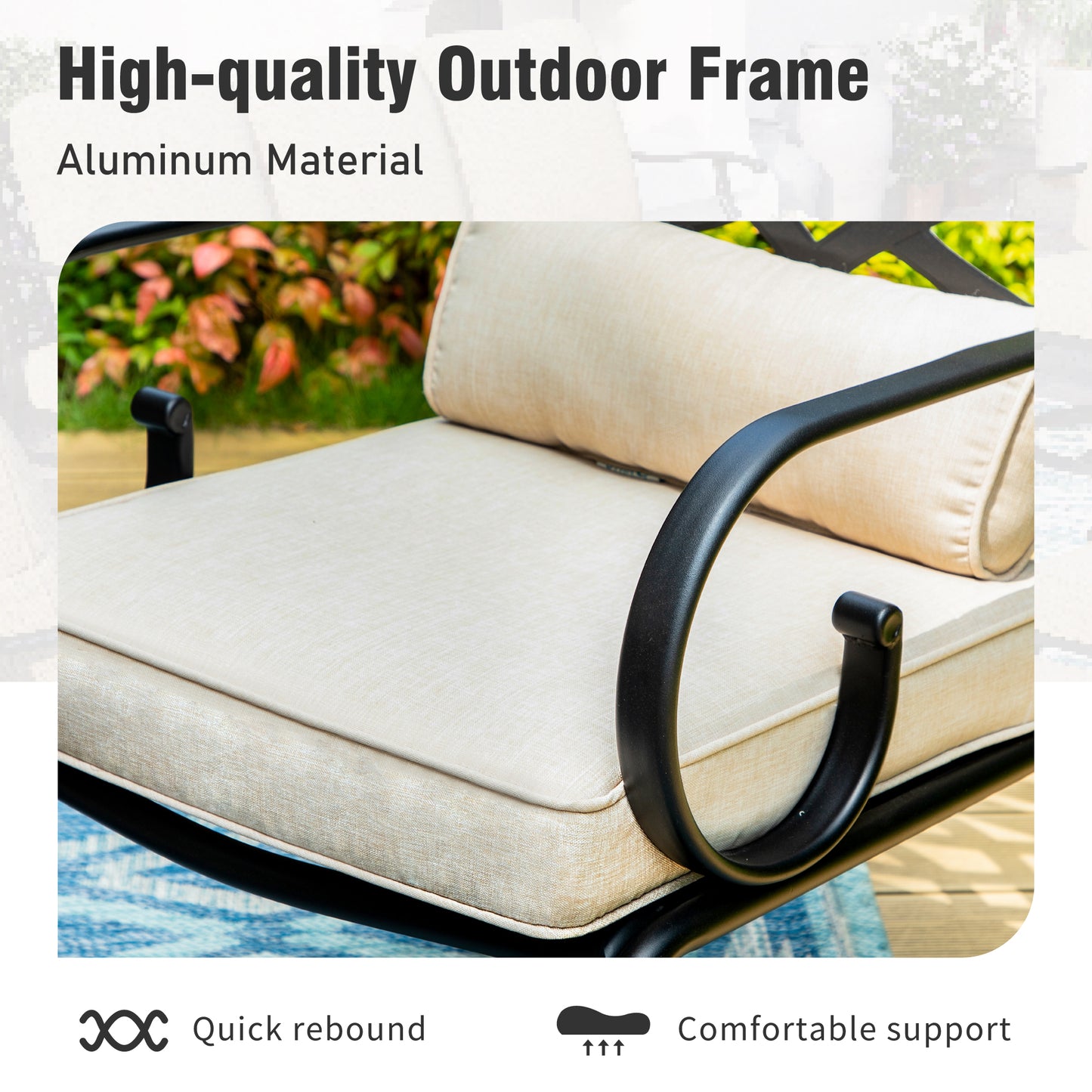 Captiva Designs 5pc Outdoor Patio Dining Set with Square Steel Table & Metal Armrest Chairs