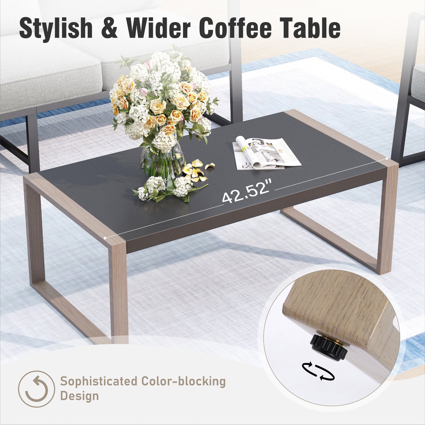 Captiva Designs Modren Outdoor Patio Metal Frame Furniture Conversation Seating Set with Coffee Table