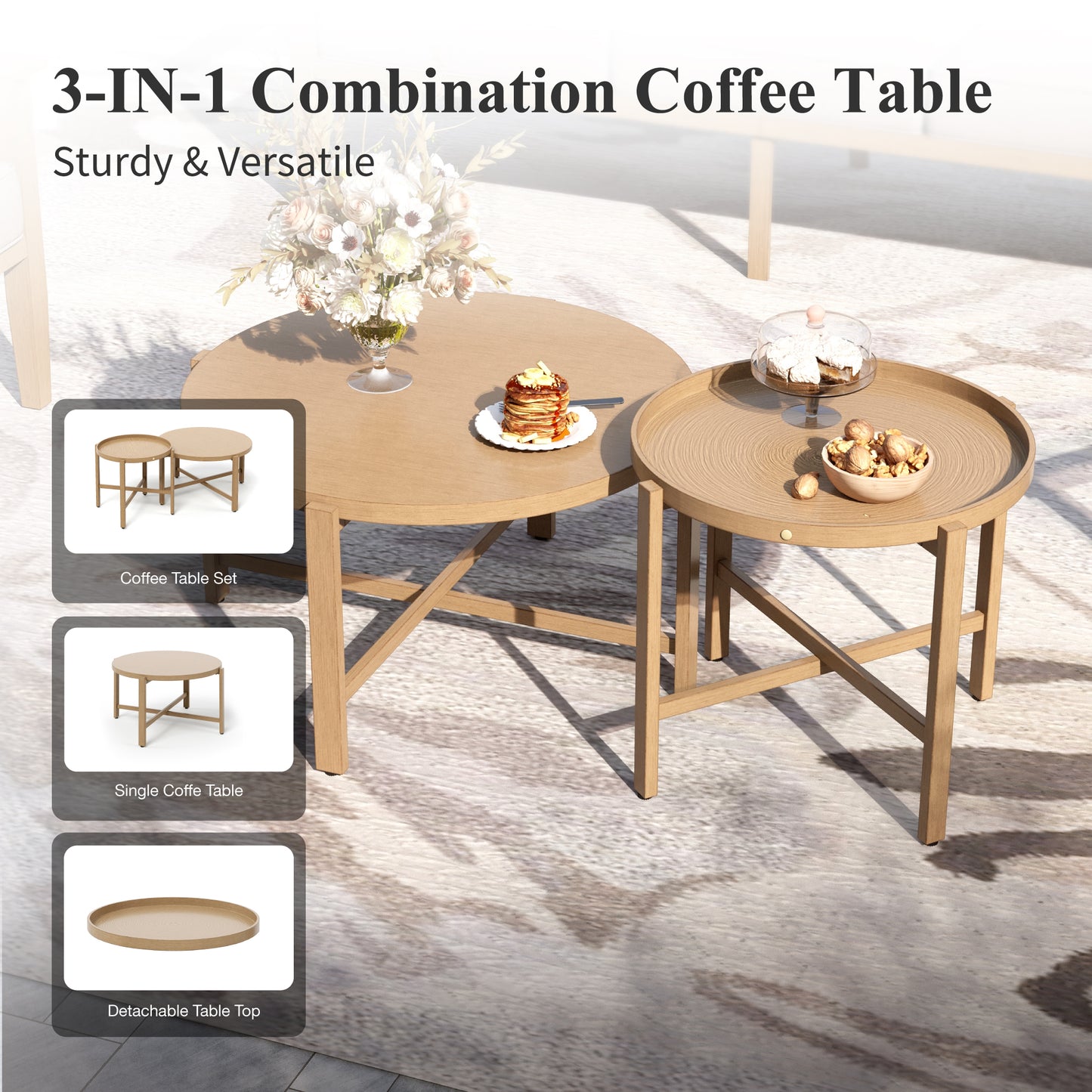 Captiva Designs 7PC Outdoor Patio Cross-Band Back Conversation Set with Thick Cushions for Deck, Garden, or Poolside