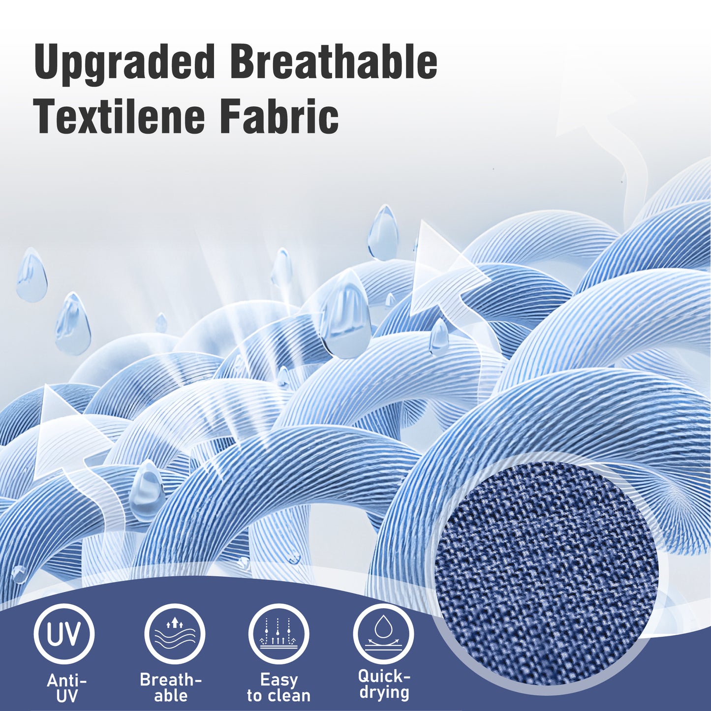 Captiva Designs 8pc Outdoor Wood-look Rectangle Steel Dining Table & Sling Swivel Chairs & Market Umbrella