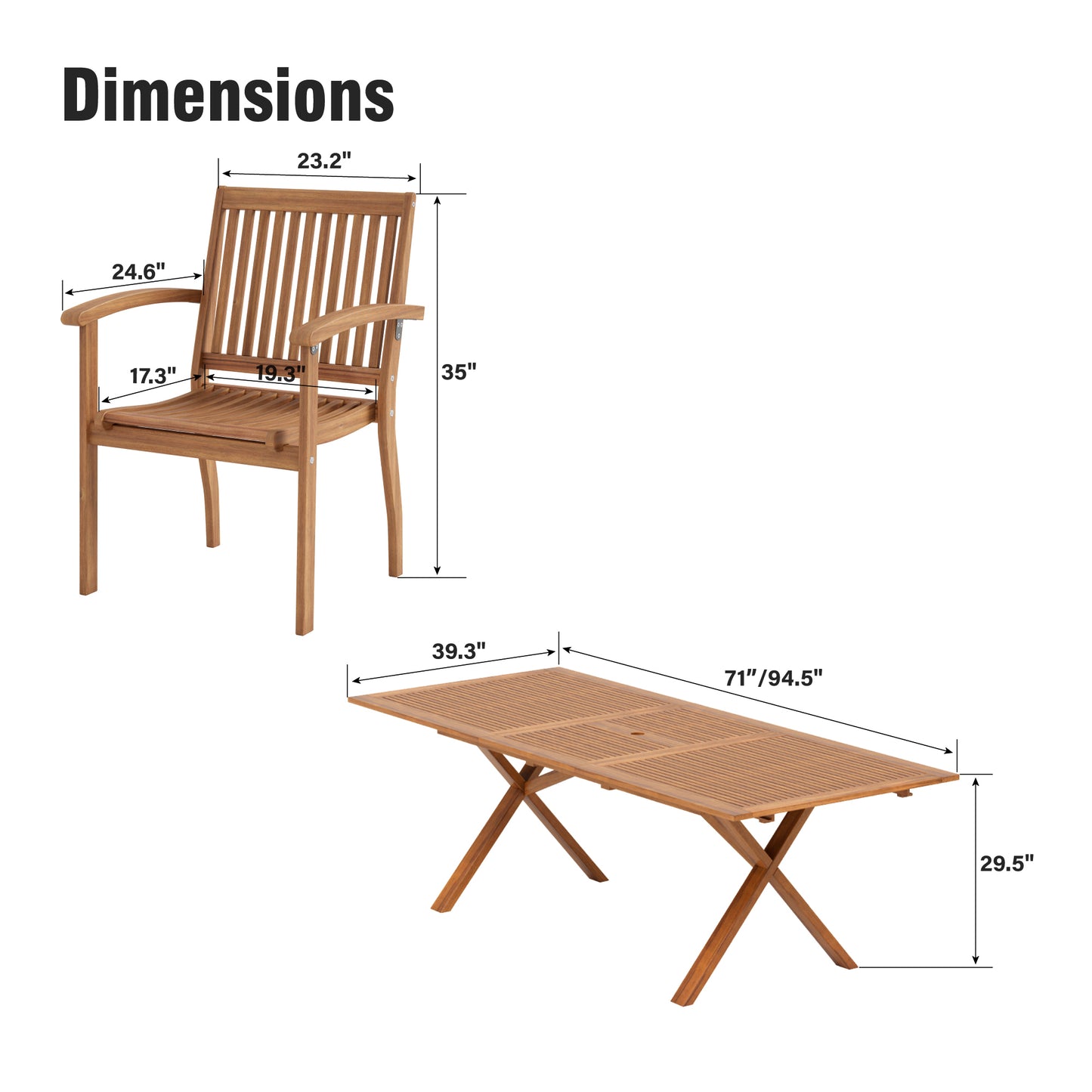 Captiva Designs 9pc Outdoor Patio Furniture Set with Rectangle Table and Armrest Chairs