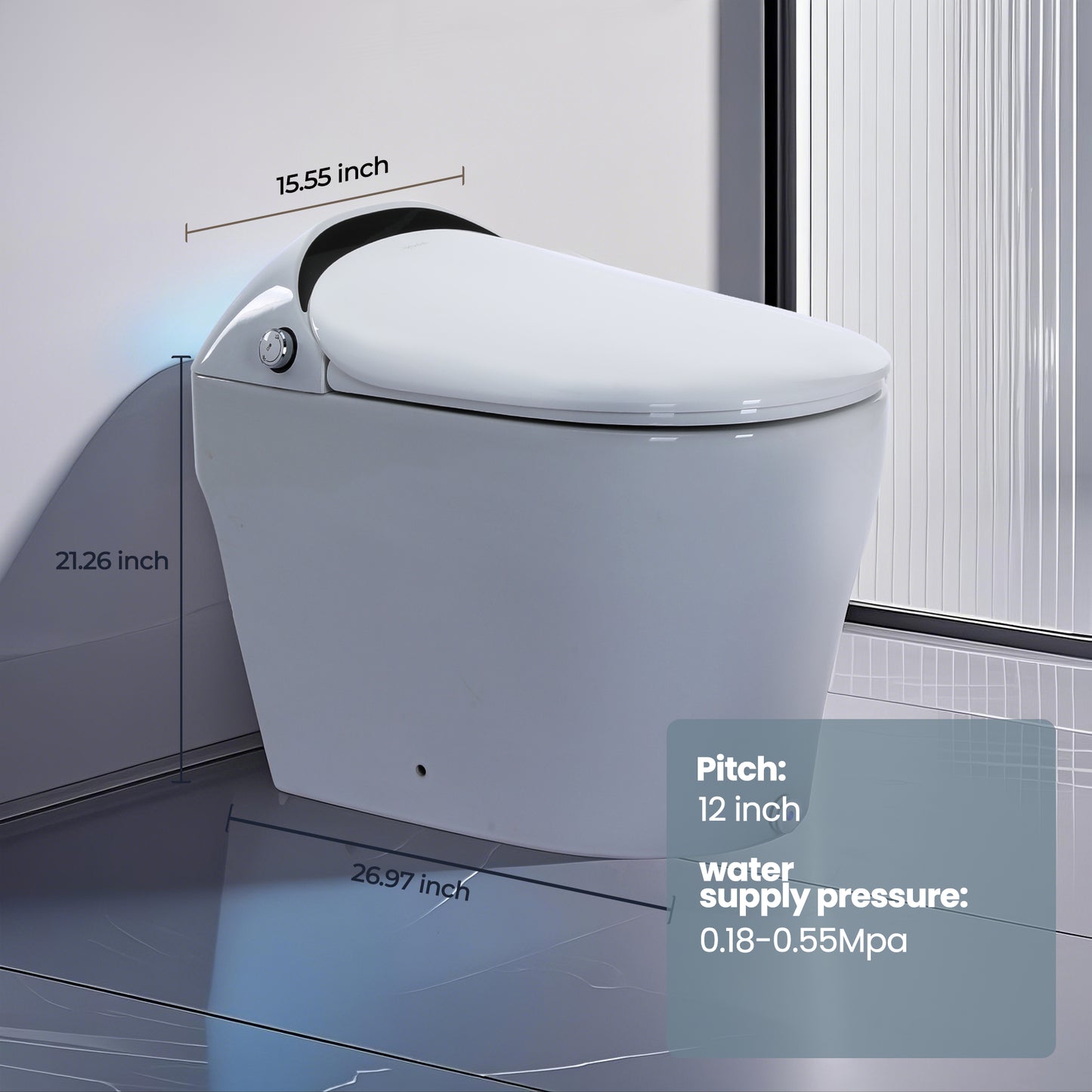 Captiva Designs Bidet Toilet with Water Tank & ADA-Compliant Ergonomic Height, White and Black