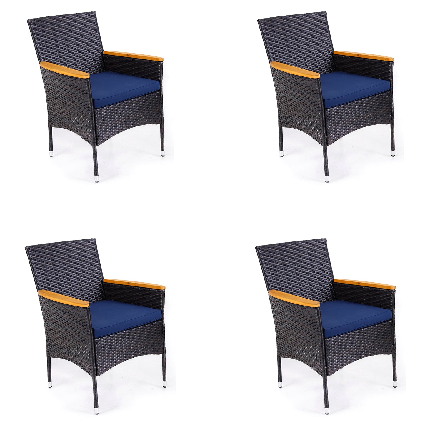 Captiva Designs Outdoor Patio All-weather Wicker Dining Chairs with Thick Cushion
