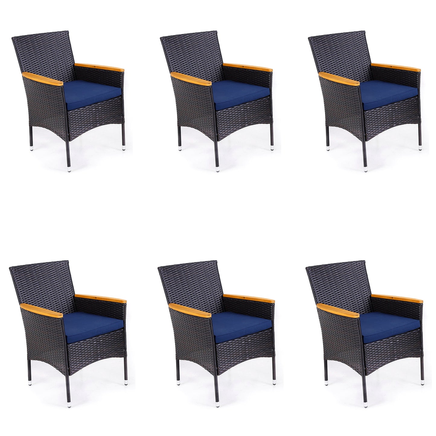 Captiva Designs Outdoor Patio All-weather Wicker Dining Chairs with Thick Cushion