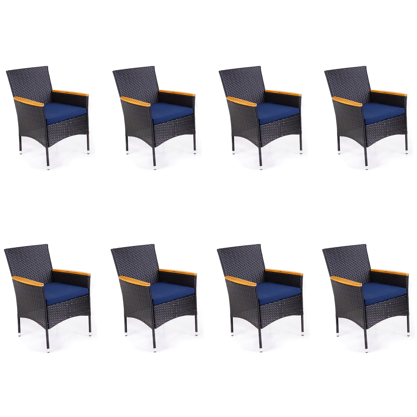 Captiva Designs Outdoor Patio All-weather Wicker Dining Chairs with Thick Cushion